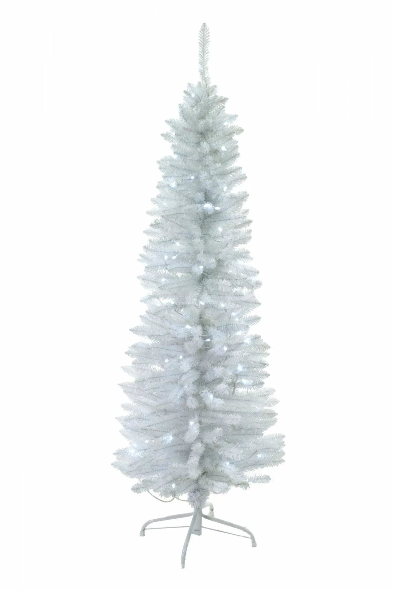 Starlight Collection, White PVC Spruce Needle Prelit Pencil Tree with 420 Tips & 130 Lights