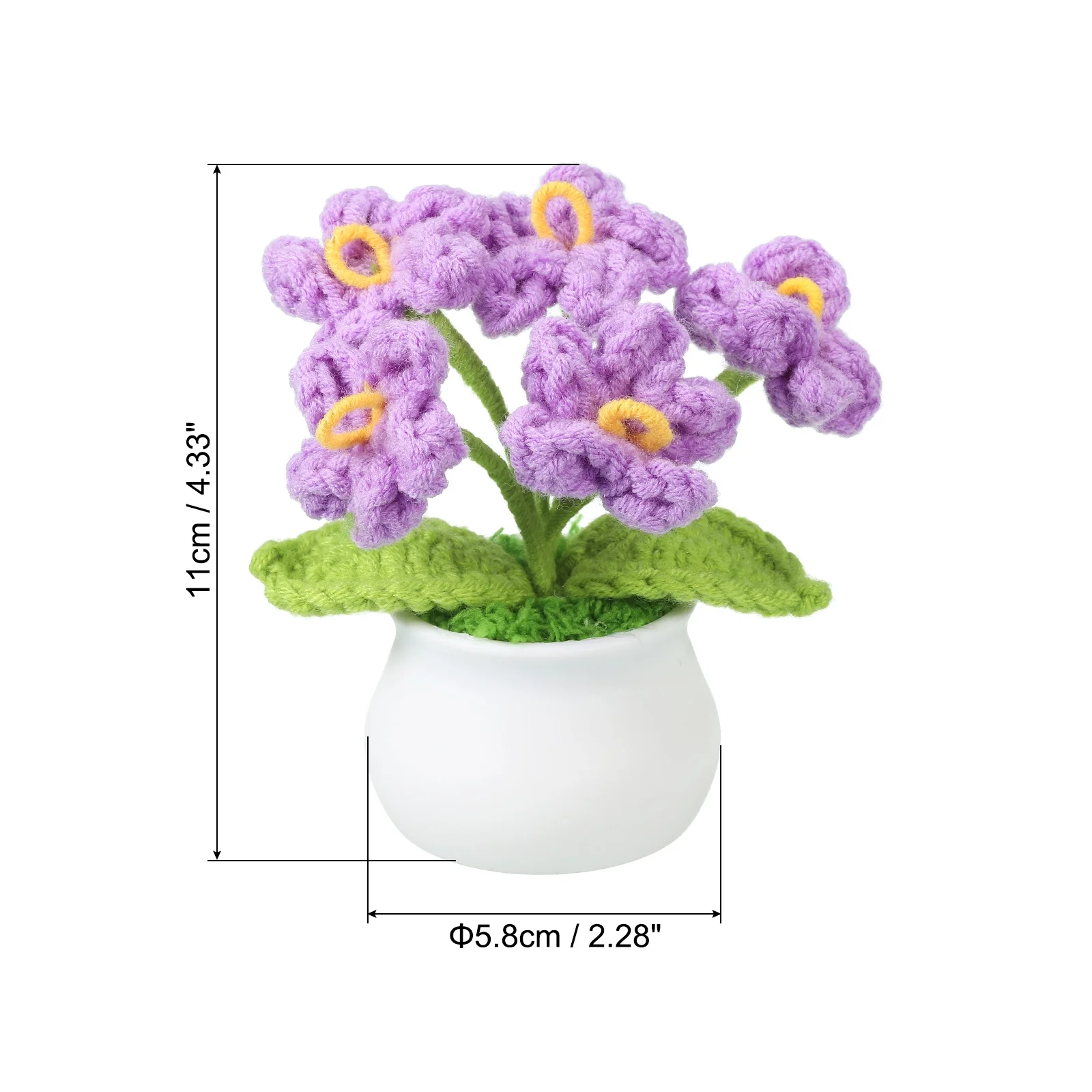 Uxcell Crochet Flowers Handmade Knitted 5 Head Forget Me Not Artificial Flowers with Stem, Purple