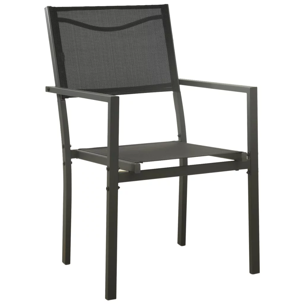 OWSOO Patio Chairs 2 pcs Textilene and Steel Black and Anthracite