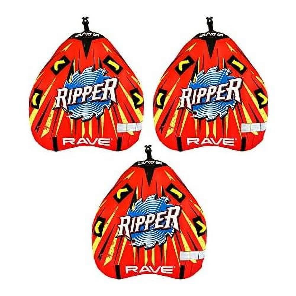 ripper 2 nylon inflatable towable float with foam handles, neoprene knuckle guards and quick connect tow points, red