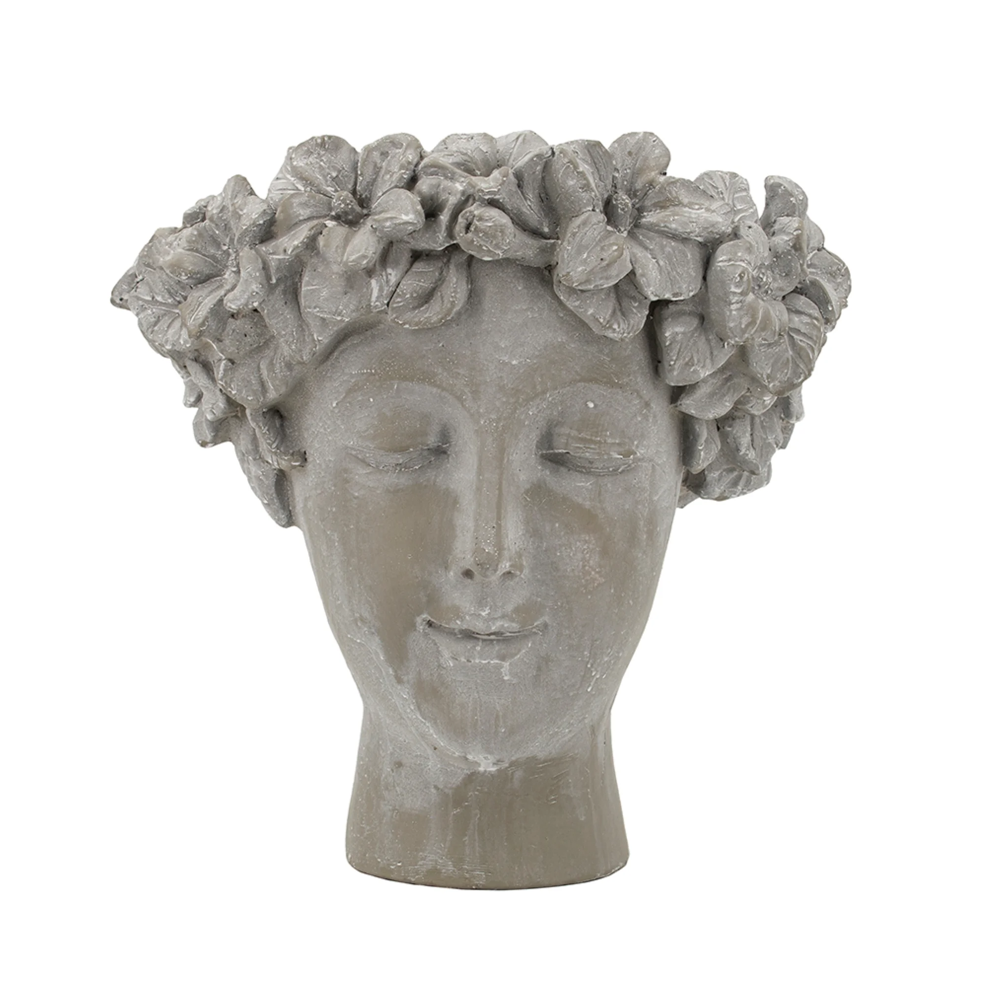 CC Home Furnishings Woman Statue with Floral Crown Cement Planter - 13