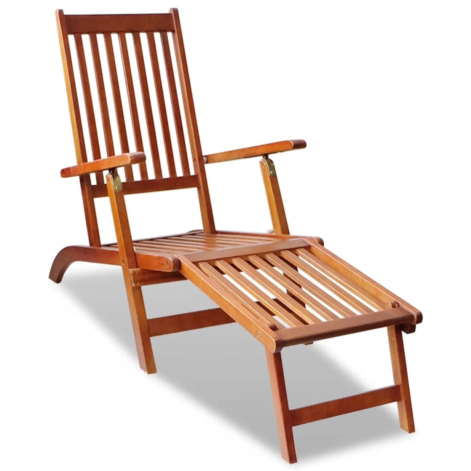 Tomshoo Patio Deck Chair with Footrest Solid Acacia Wood
