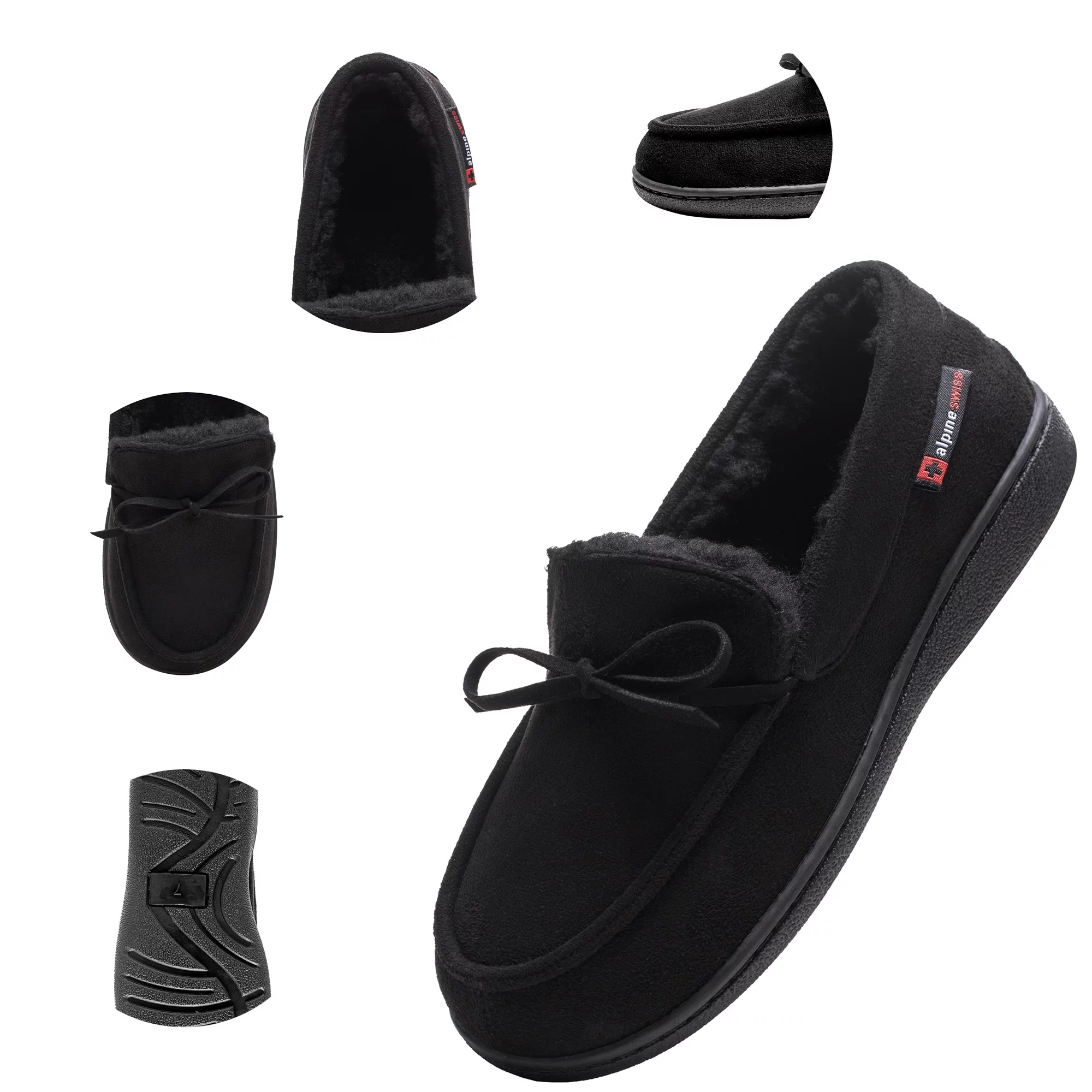 Alpine Swiss Vayla Womens Moccasin Slippers Warm Shearling Comfortable House Shoes