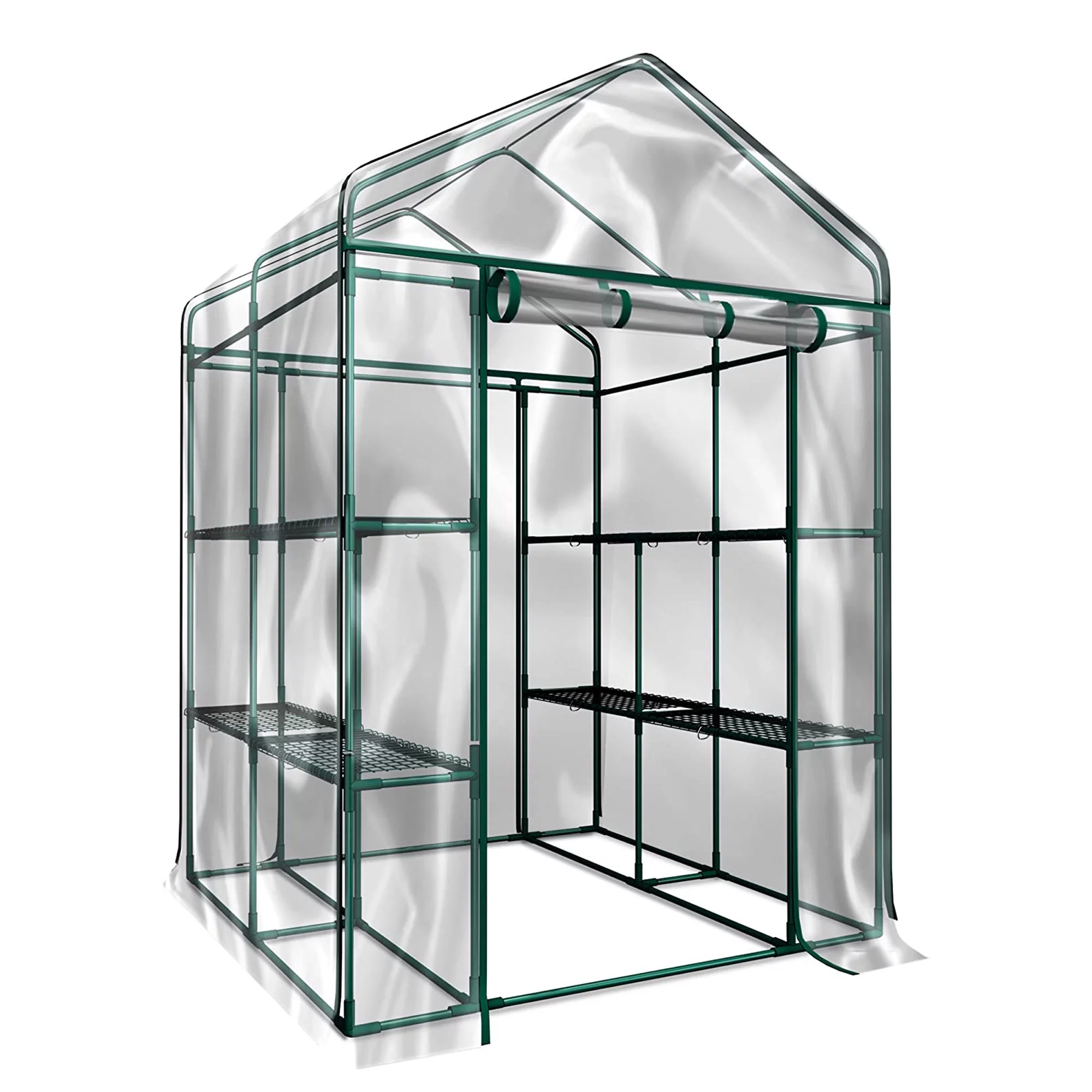 AMSUPER Goods Large Greenhouse Kit for Outdoors - Large Walk in Greenhouse with Shelving - No Tools Required Easy Set up - Zippered Access Door - Durable Frame and Shelves