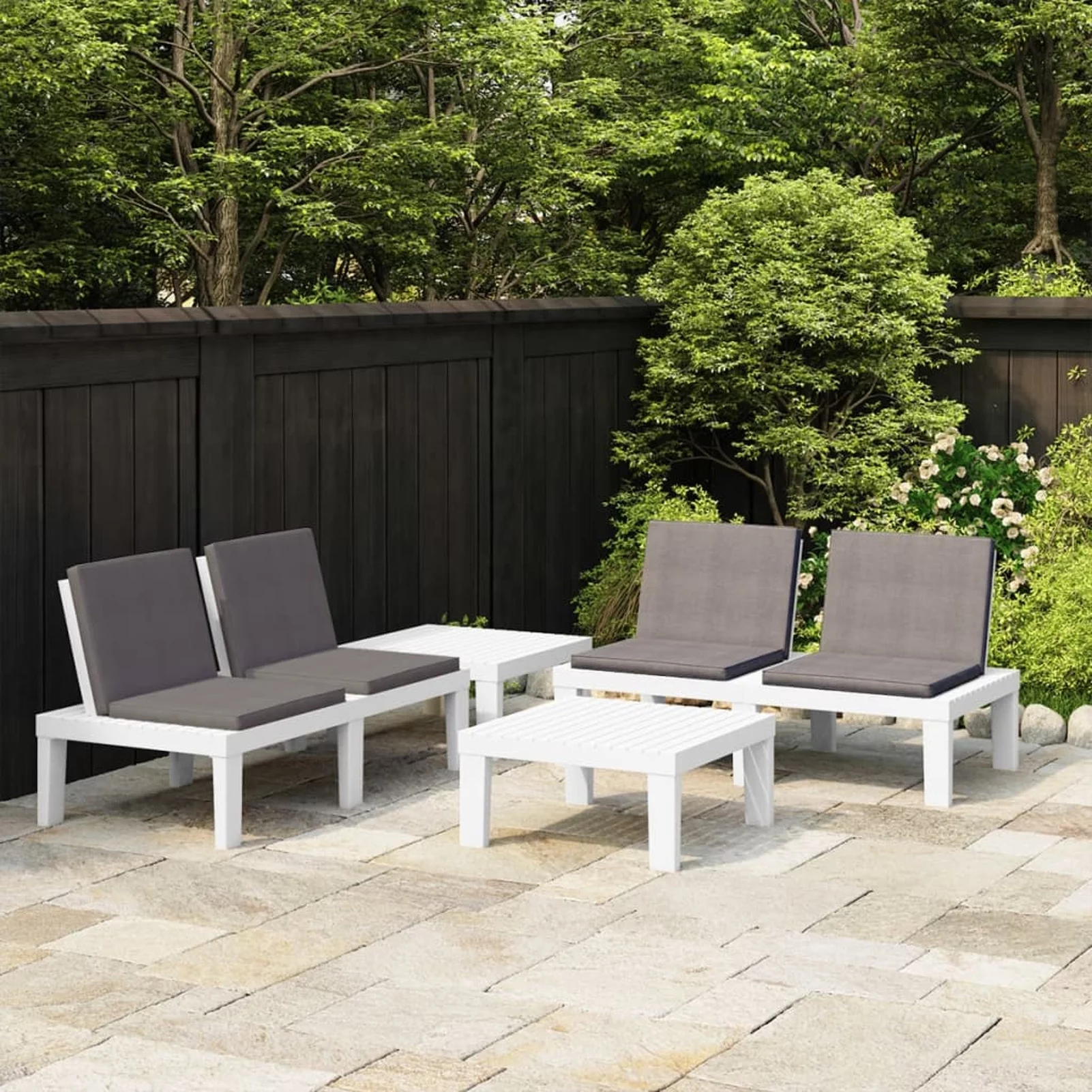 moobody 4 Piece Patio Set with Cushions White