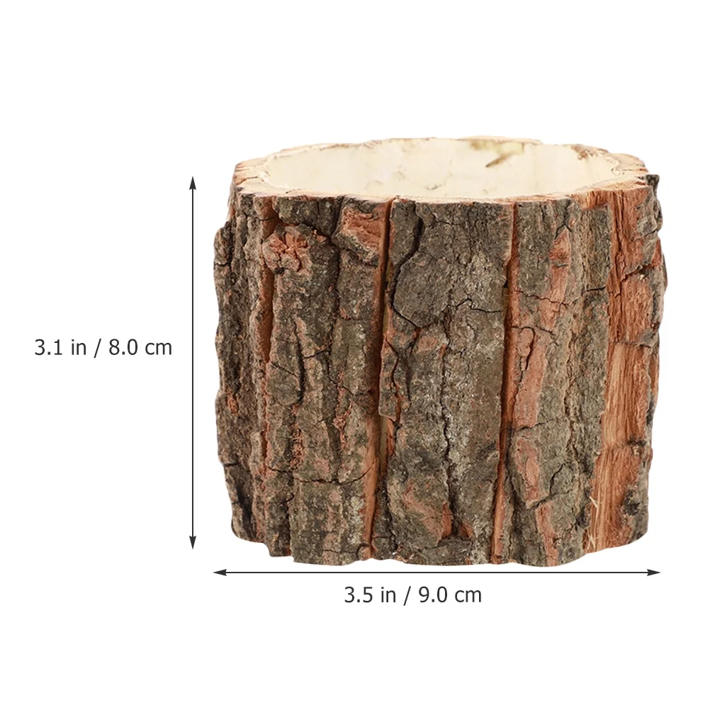 4Pcs Wooden Flower Pot Rustic Flower Small Plants Holder for Indoor Home Decor