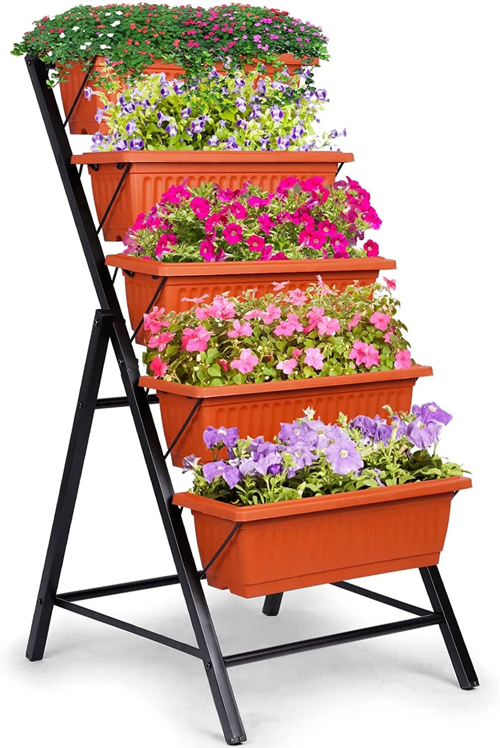 SEJOV 4 ft Vertical Garden 5-Tier Raised Garden Bed Planter Box for Patio Balcony Flower Herb Freestanding Garden Planter 22.5 in× 25.5 in× 45 in