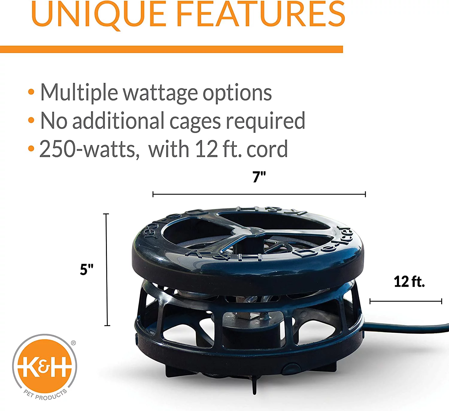 K&H Pet Products Thermo-Pond Perfect Climate Deluxe Pond Heater, Winter Survival Solution for Outdoor Pond Fish, Thermostatically Controlled Outdoor Pond Deicer - Black 250 Watts