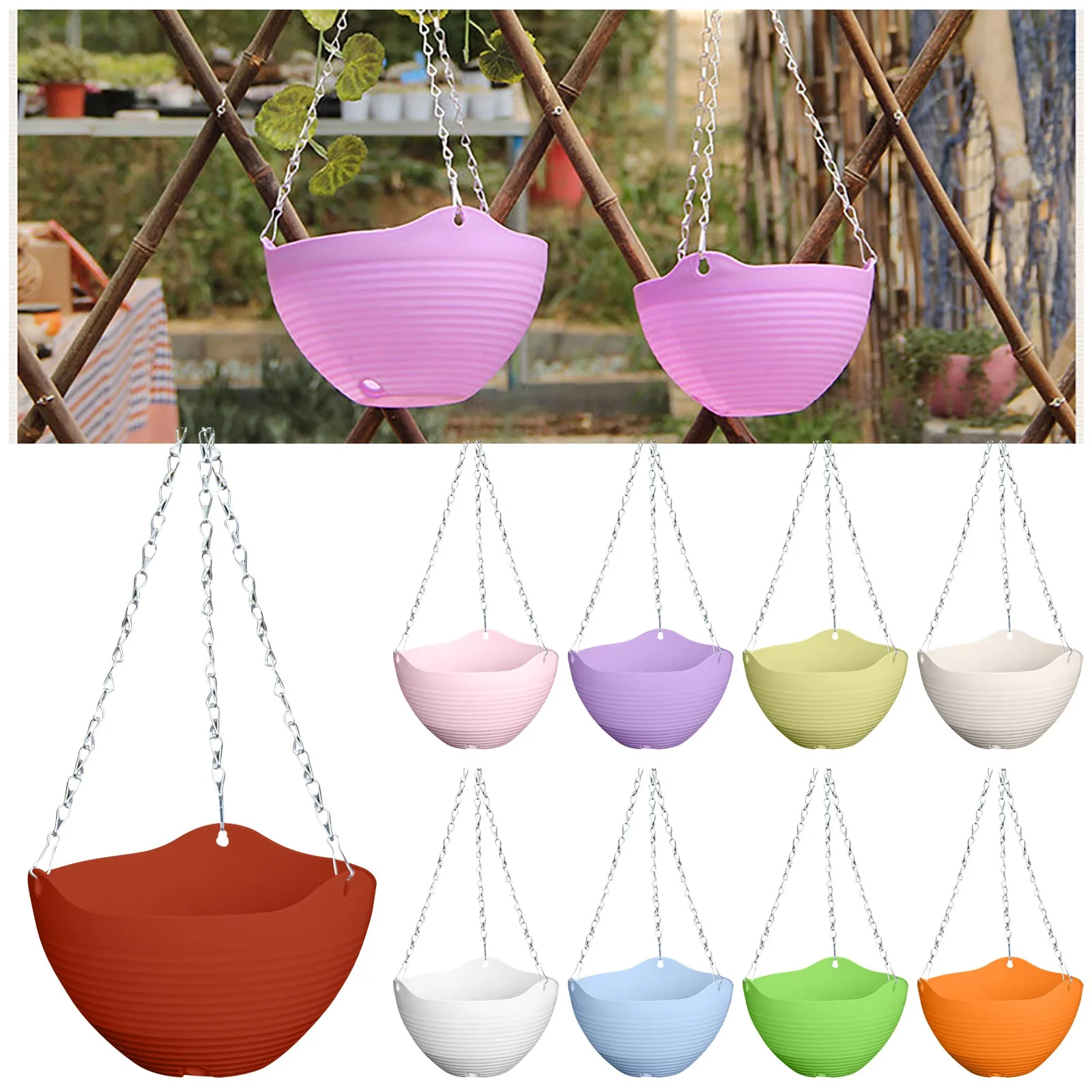 Pots Colorful Hanging Plastic Flower Pots Garden Hanging Pots For Small Size 21x13cm Home & Outdoor Use Decoration Outdoor