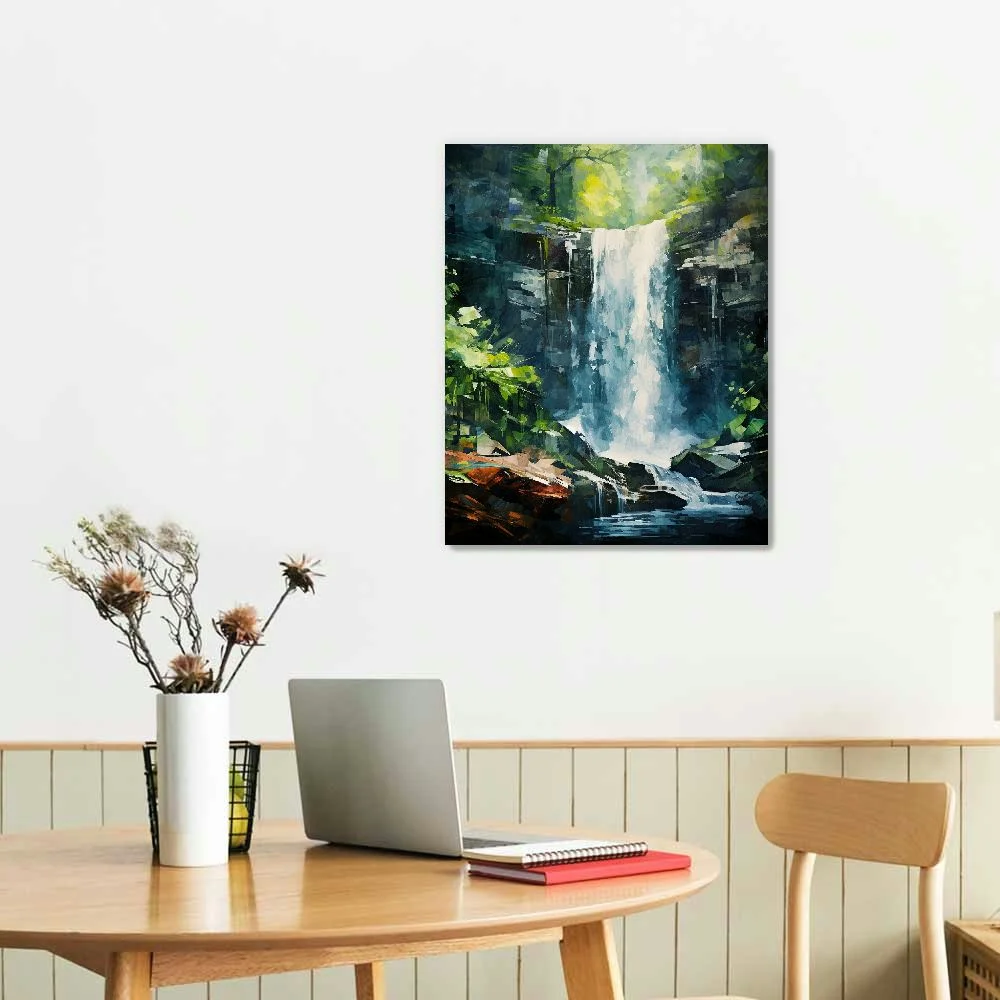 Nawypu  Dunns River Falls, Ocho Rios, Jamaica, Canvas Wall Art Print, Waterfall Home Decor Artwork