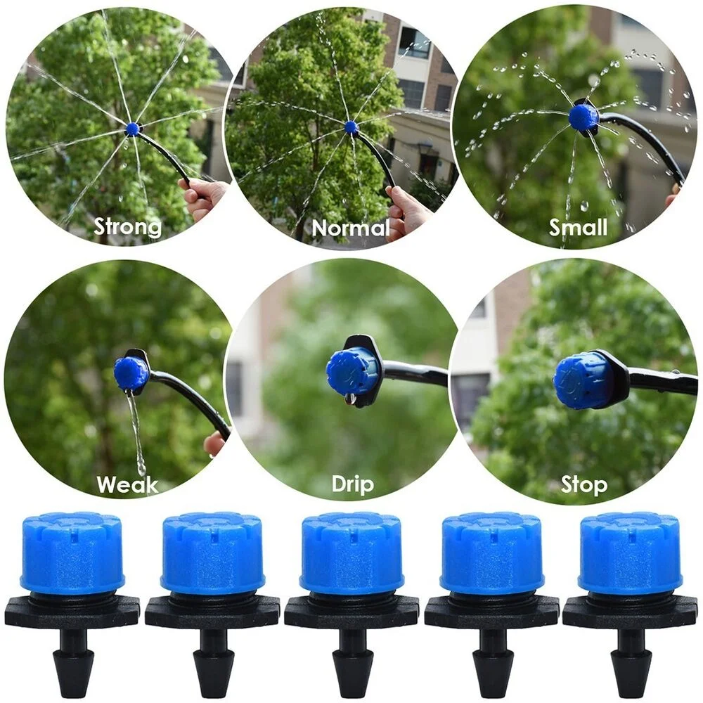 50*Adjustable Water Flow Irrigation Drippers Sprinkler Emitter Drip-System