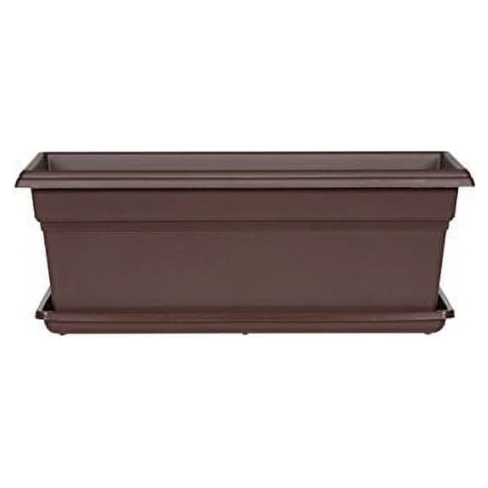 Novelty Plastic Flower Box Tray, Brown, 18