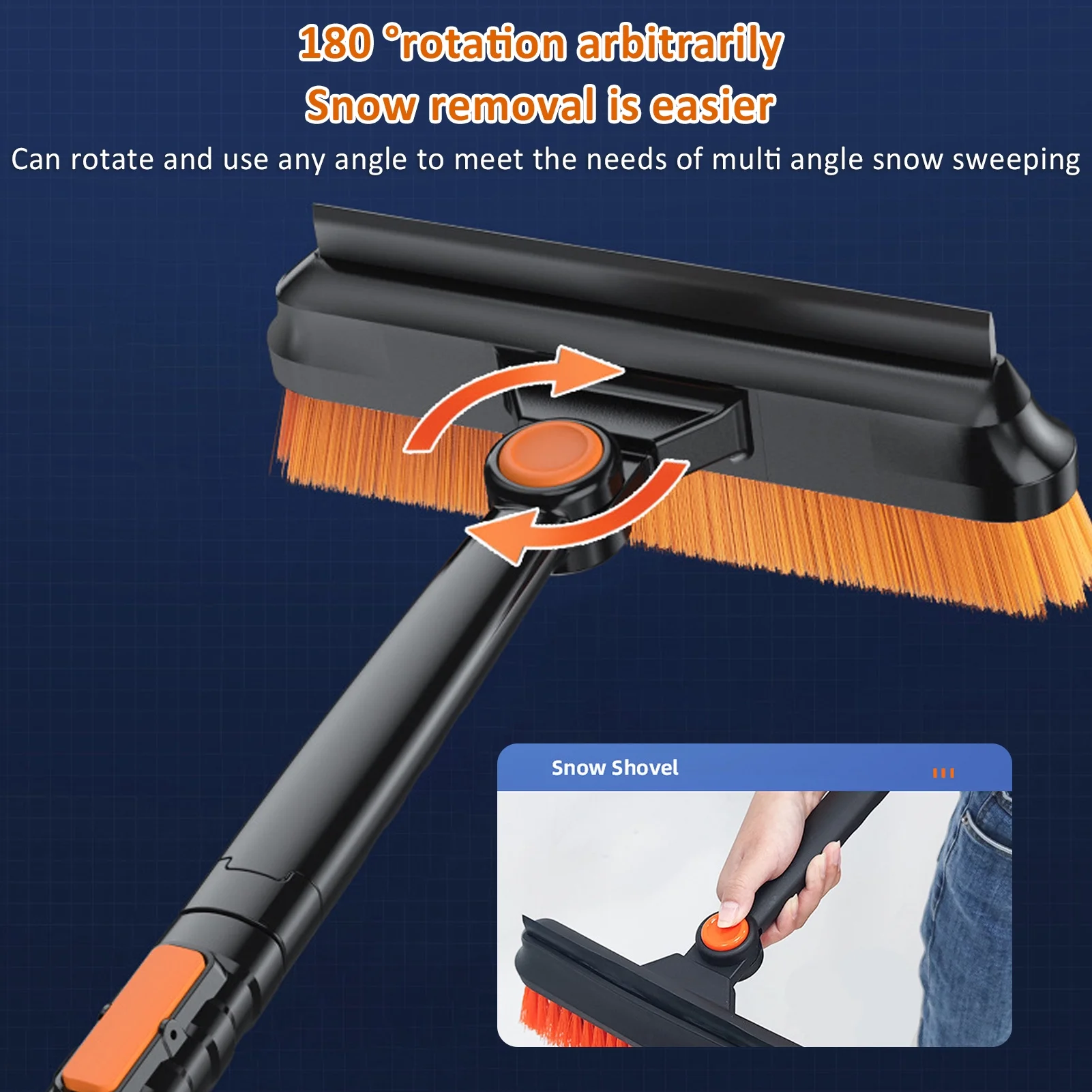 Pristin Hand tools shovel,Snow Handle 180° Snow Brush Snow Handle 180° Brush 180° Brush Head Brush Head Easy Car Scalable Snow Scalable Snow Brush Ice Scrapers Hand Tools Head Easy Install ERYUE3in1