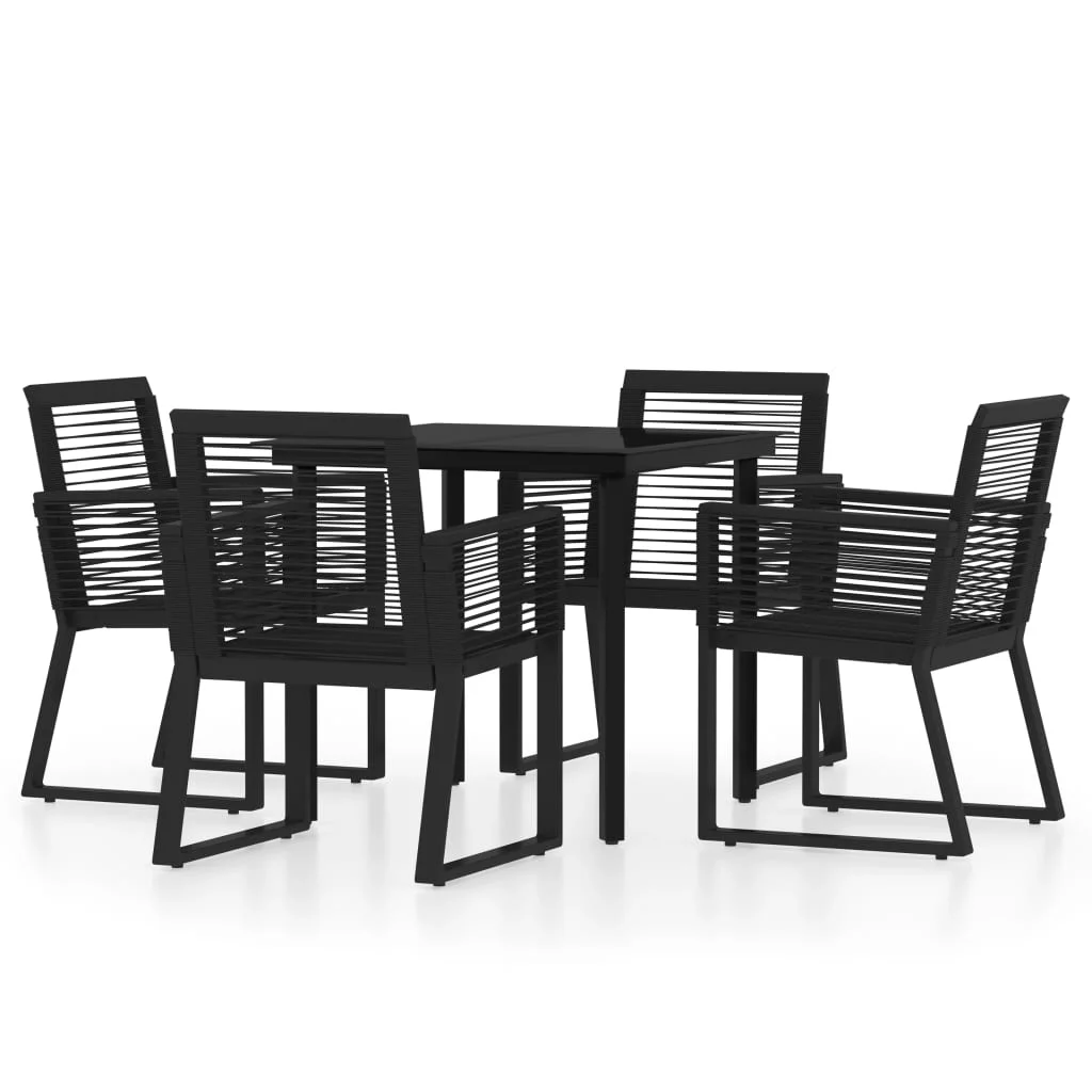 5 Piece Patio Dining Set Black