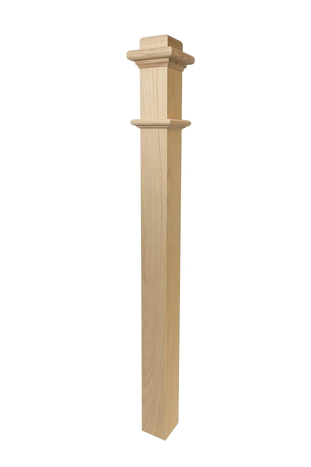 962 - Wood Box Newel - Plain Style - 48 inch - Sleek Minimalist Design - Staircase Post (Red Oak)