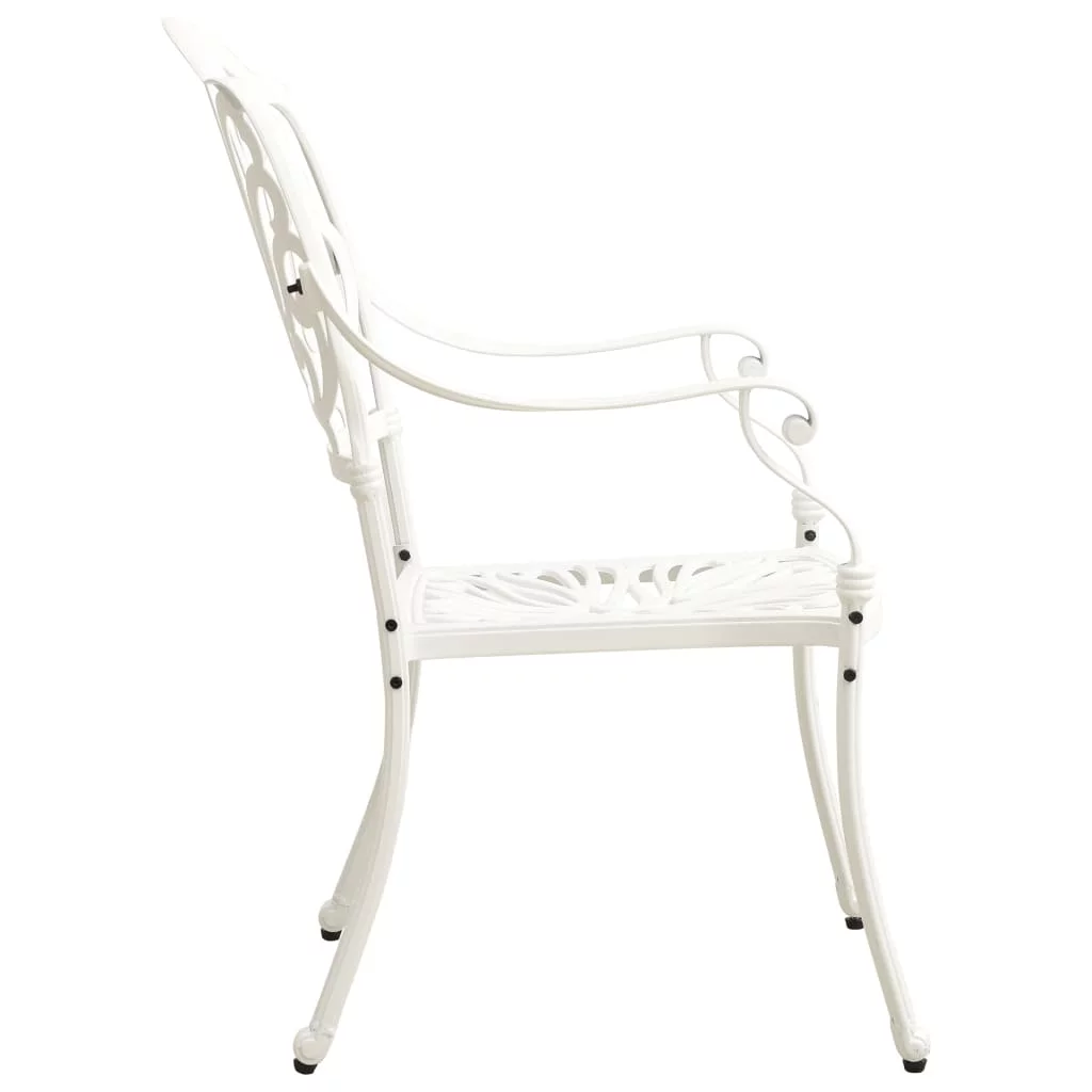Patio Chairs 2 pcs Cast Aluminum White