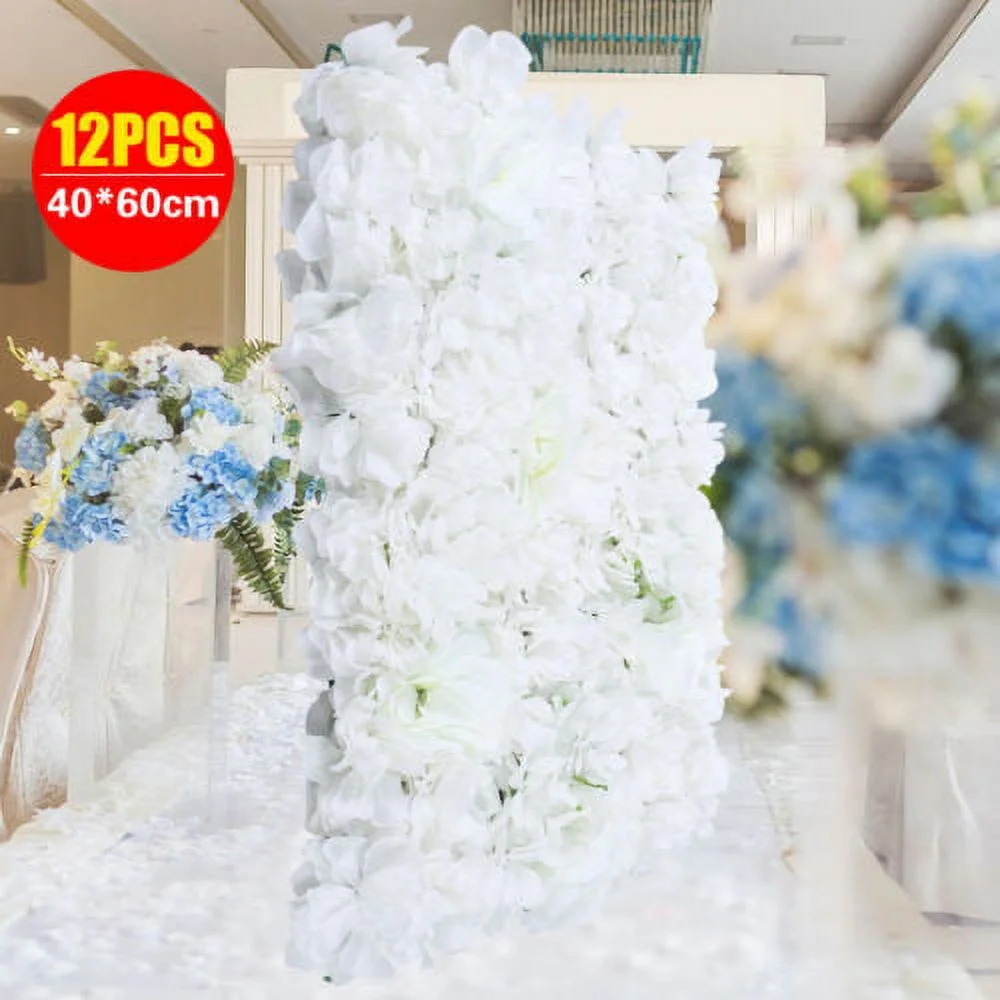 12* Flower Wall Panel Artificial Hydrangea Rose Photo Wall Wedding Home Decor