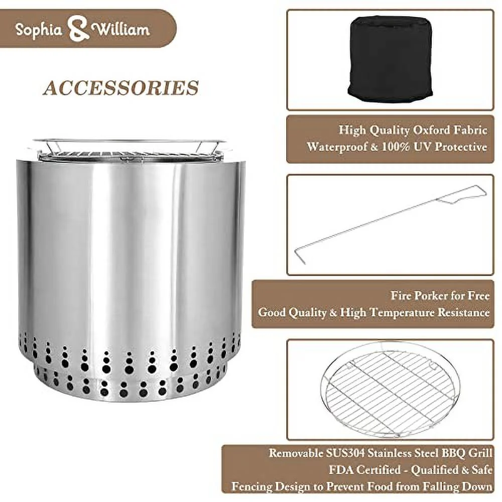 Sophia & William Smokeless Wood Burning Outdoor Fire Pits Stove, 17