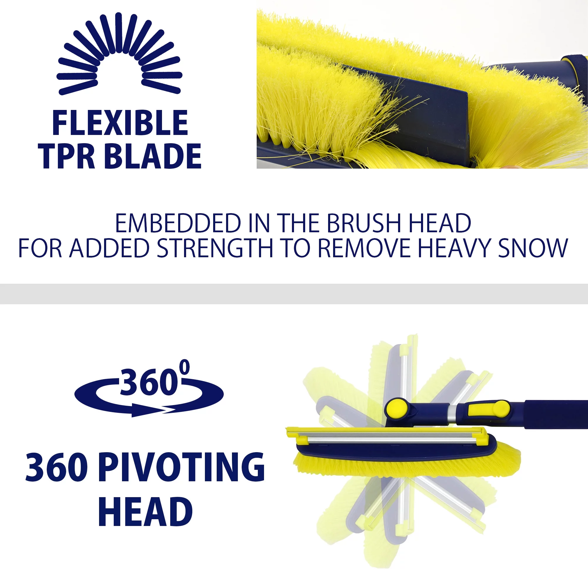 Michelin Ultra Duty Telescopic 43-63 inch Snow Brush with Swivel Head, Blue
