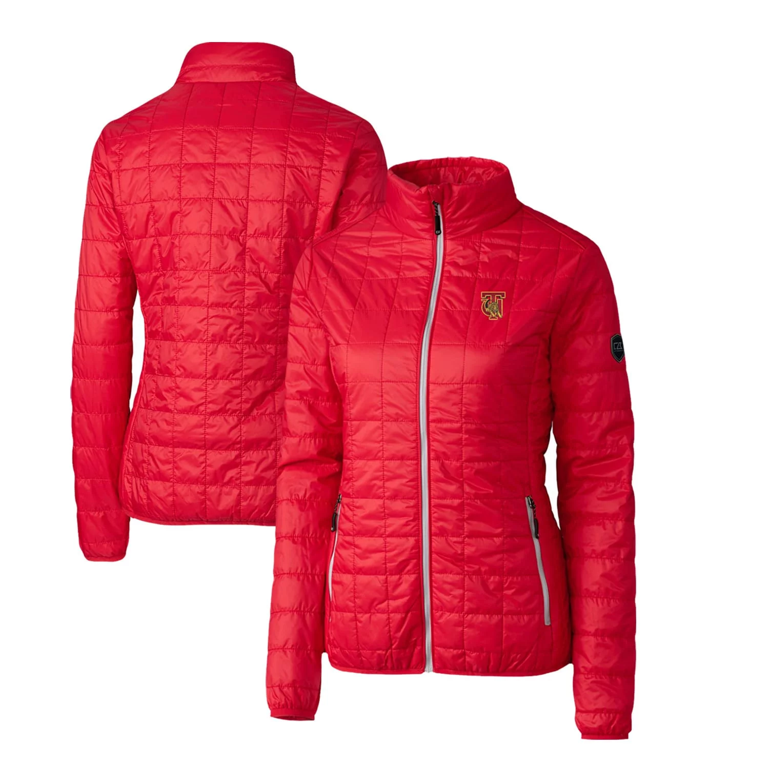 Women's Cutter & Buck Red Tuskegee Golden Tigers Rainier Eco Insulated Puffer Full-Zip Jacket