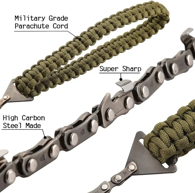 Pocket Chainsaw with Parachute Cord Handle 91.44 cm 40.64 cm Long Chain Hand Saw Quick Wood and Tree Cutting Emergency Survival Gear Best for Camping Backpacking Hiking Hunting.