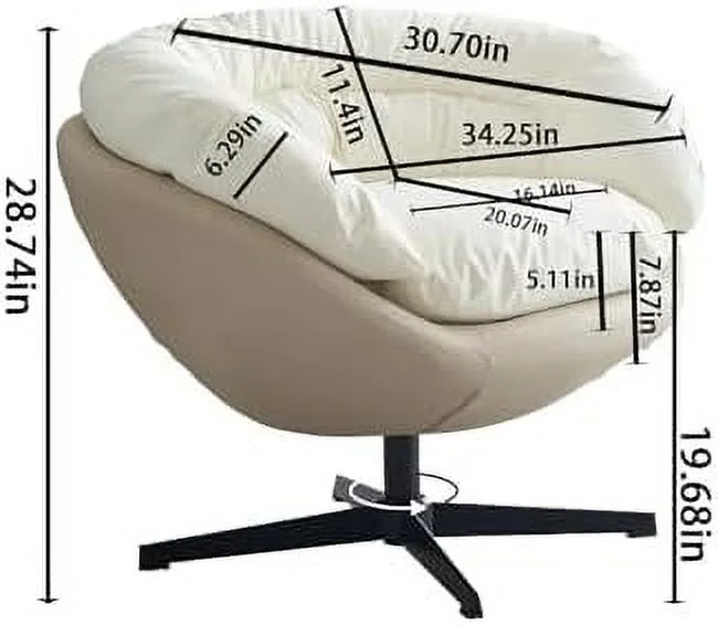 MQLIFEBOOM Leisure Swivel Accent Chair  Degree Swivel Cuddle Barrel Accent Sofa Chairs  Round Armchairs with Wide Upholstered  Fluffy Seat Cushion and Back for Living Room Bedroom (Brown