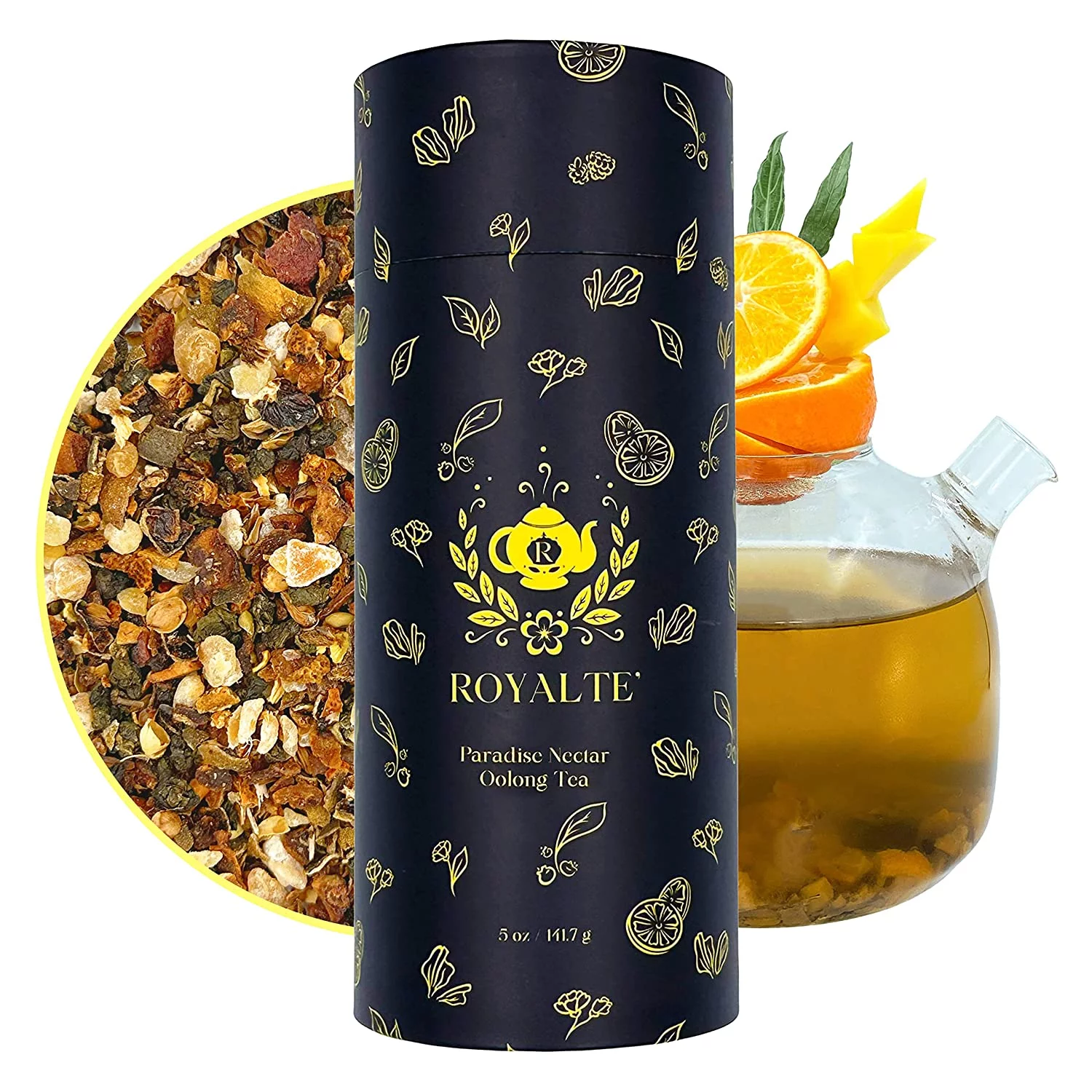 MyRoyalte Oolong Tea Loose Leaf with Organic Ingredients - Mango, Orange Peel, Green Kumquat, 5 oz