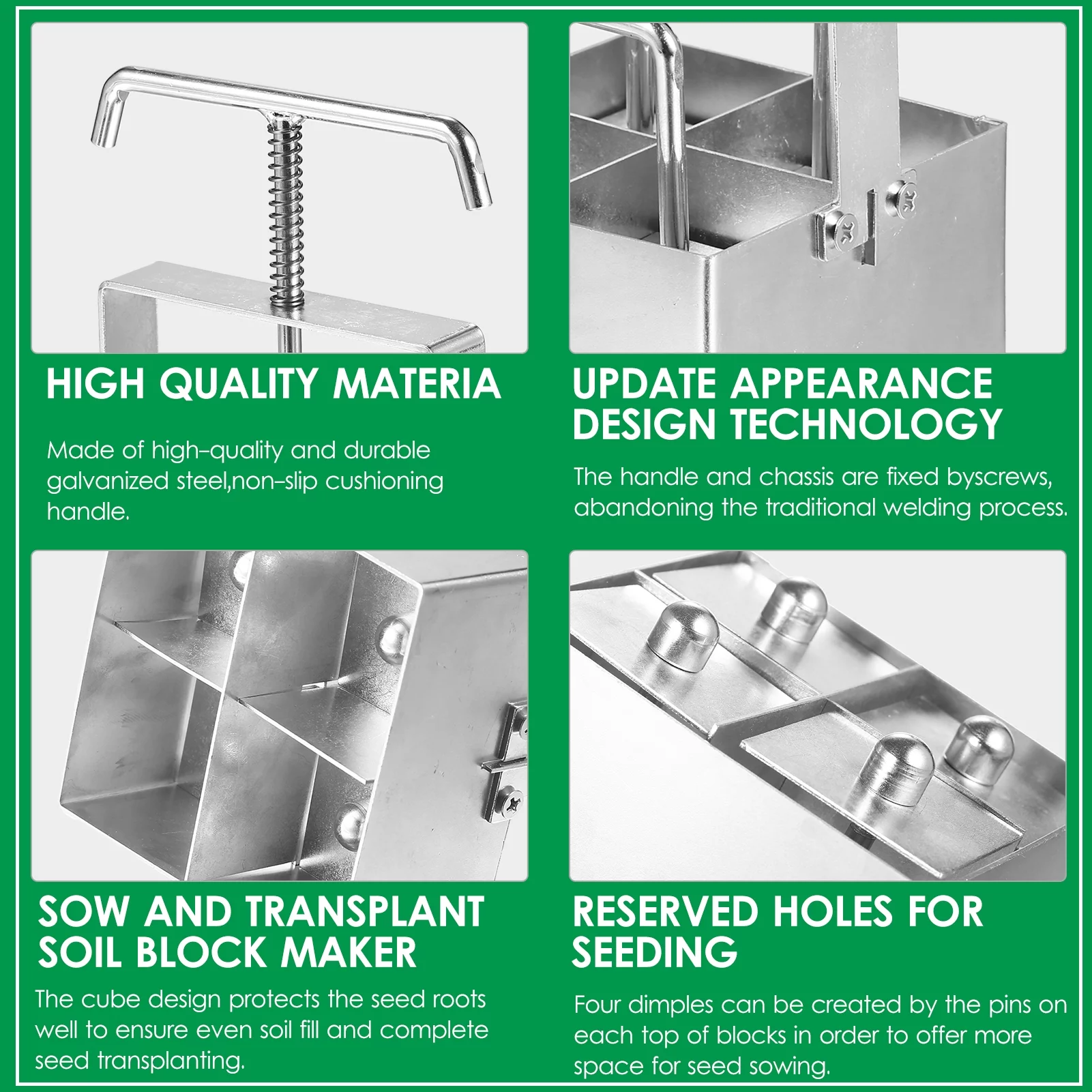 Handheld Soil Blocker 2-Inch Soil Block Maker Soil Blocking Tool with Dibbles Dibbers for Garden Cultivate seedlings and cultivate soil