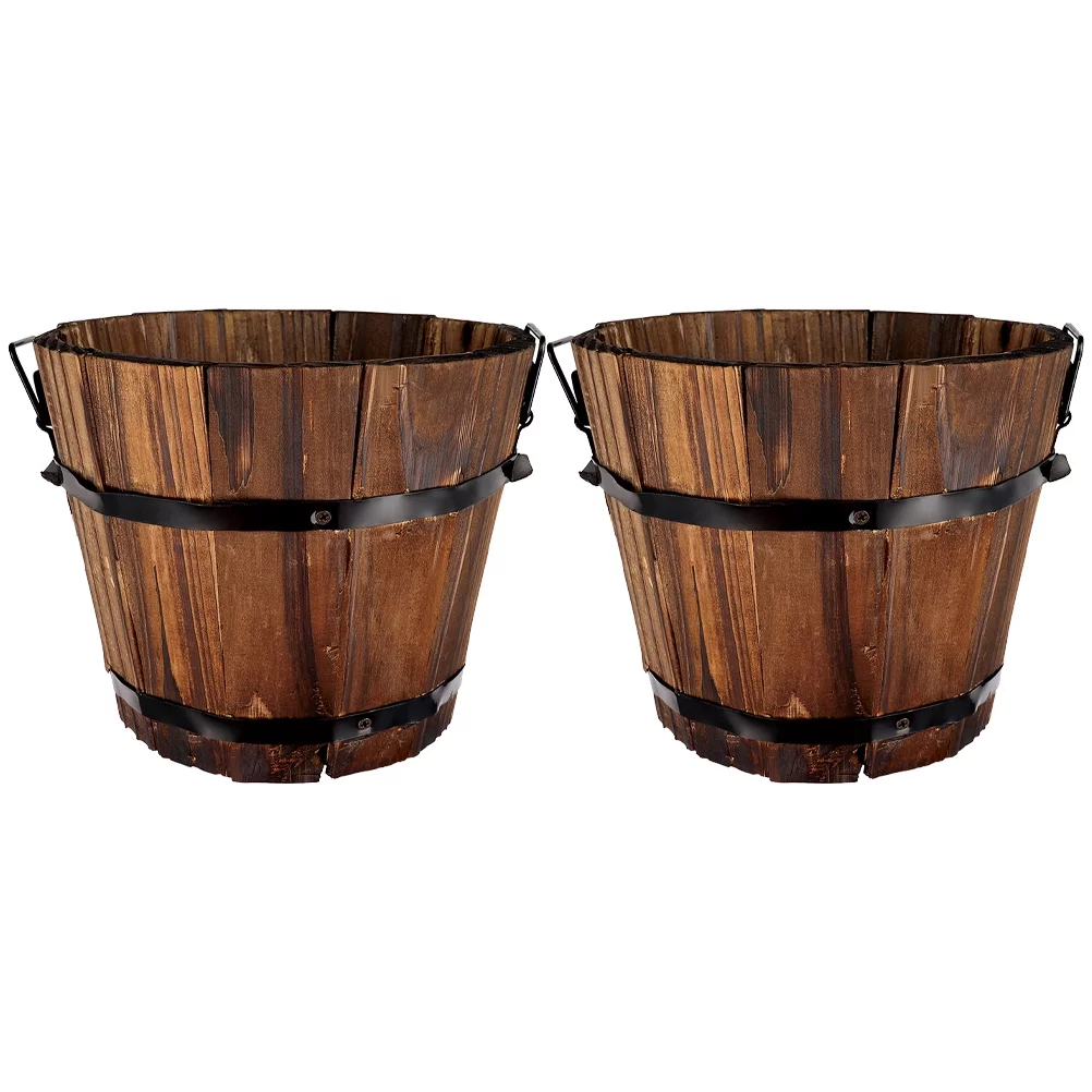 2Pcs Wooden Flower Pots Practical Succulent Planter  Decoration