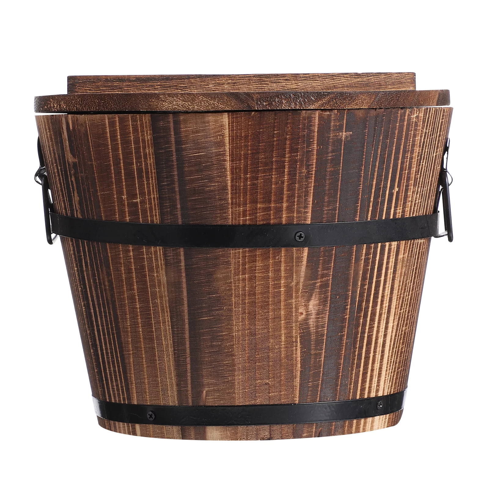 Qumonin Rice Tub Pumpkin Planter Wood Bucket Organizer 18x18cm