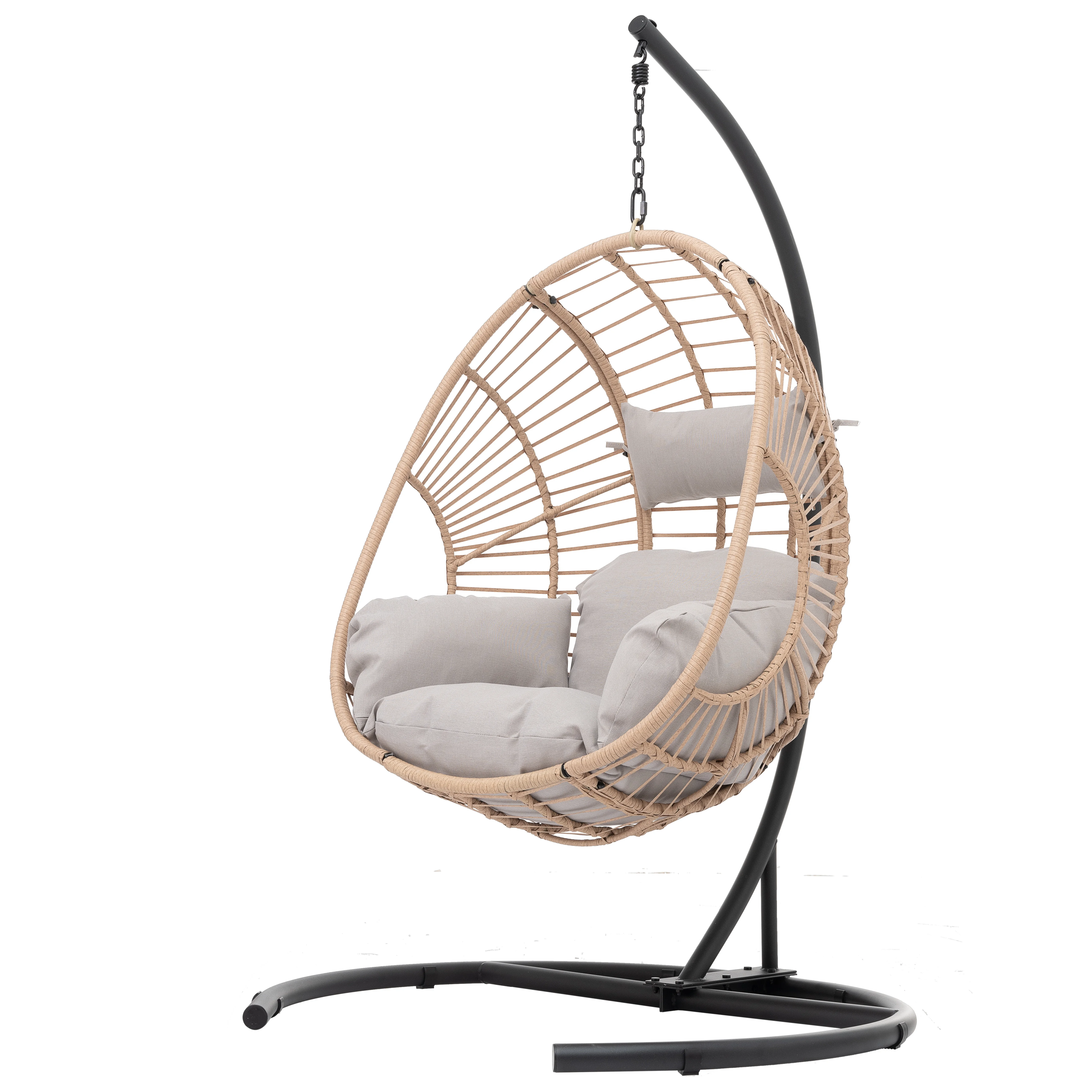 Elegant Wicker Swing Chair with Cushion - 44.0 - Experience ultimate comfort and style indoors or outdoors!