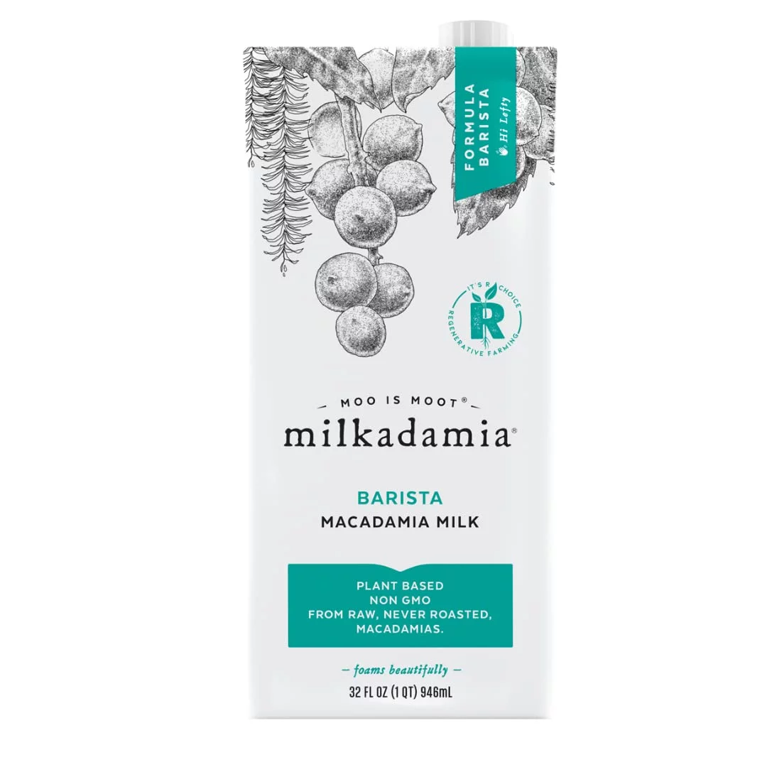 milkadamia Macadamia Milk - Barista - 32 Fl Oz (Pack of 6) - Lactose Free Milk, Vegan Shelf Stable Milk, Plant Based Non Dairy Milk, Organic Dairy Free Macadamia Nut Milk
