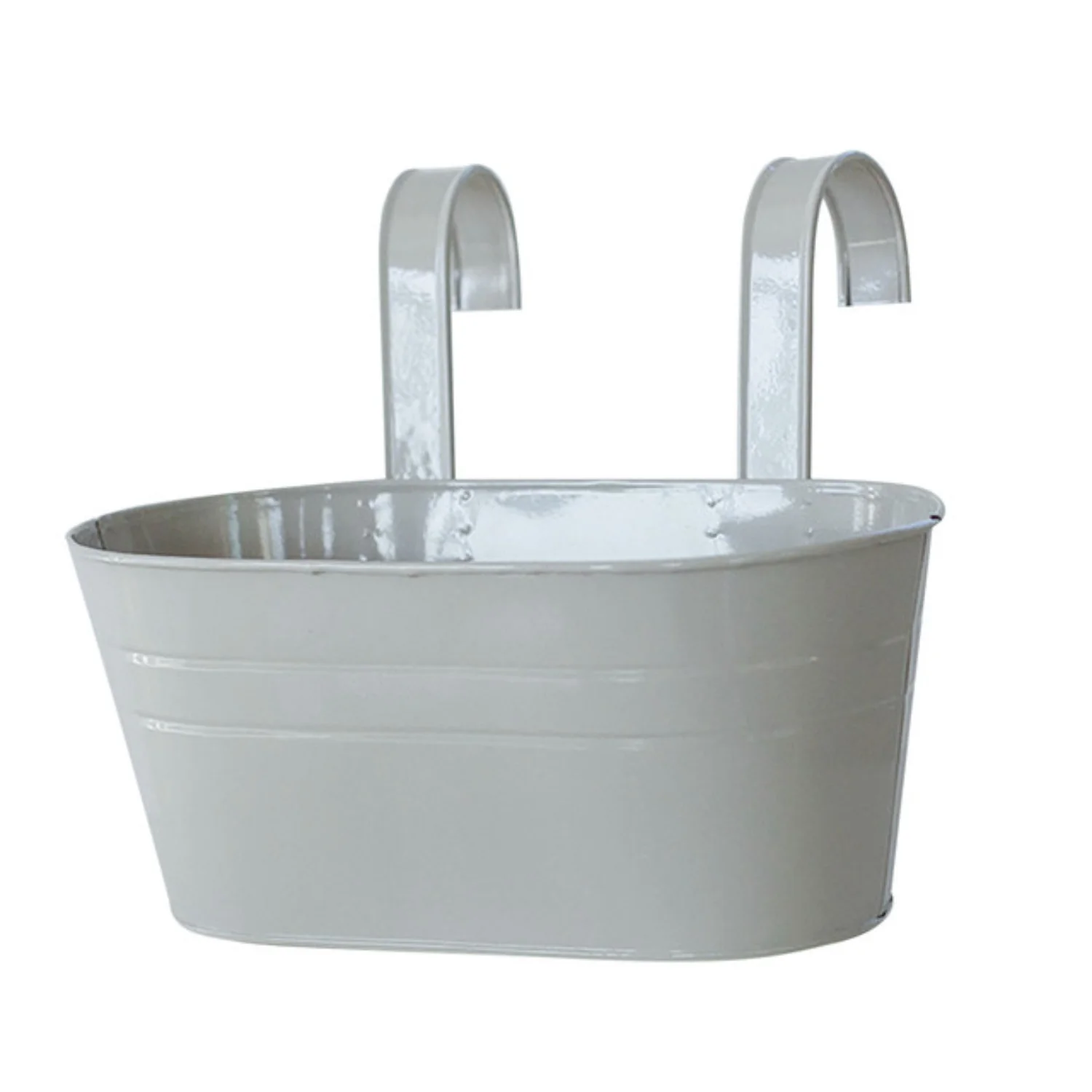 Removable double  removable tin hanging planter  Oval Metal Plant Flower Pot Fence Balcony Garden Hanging Planter Pots