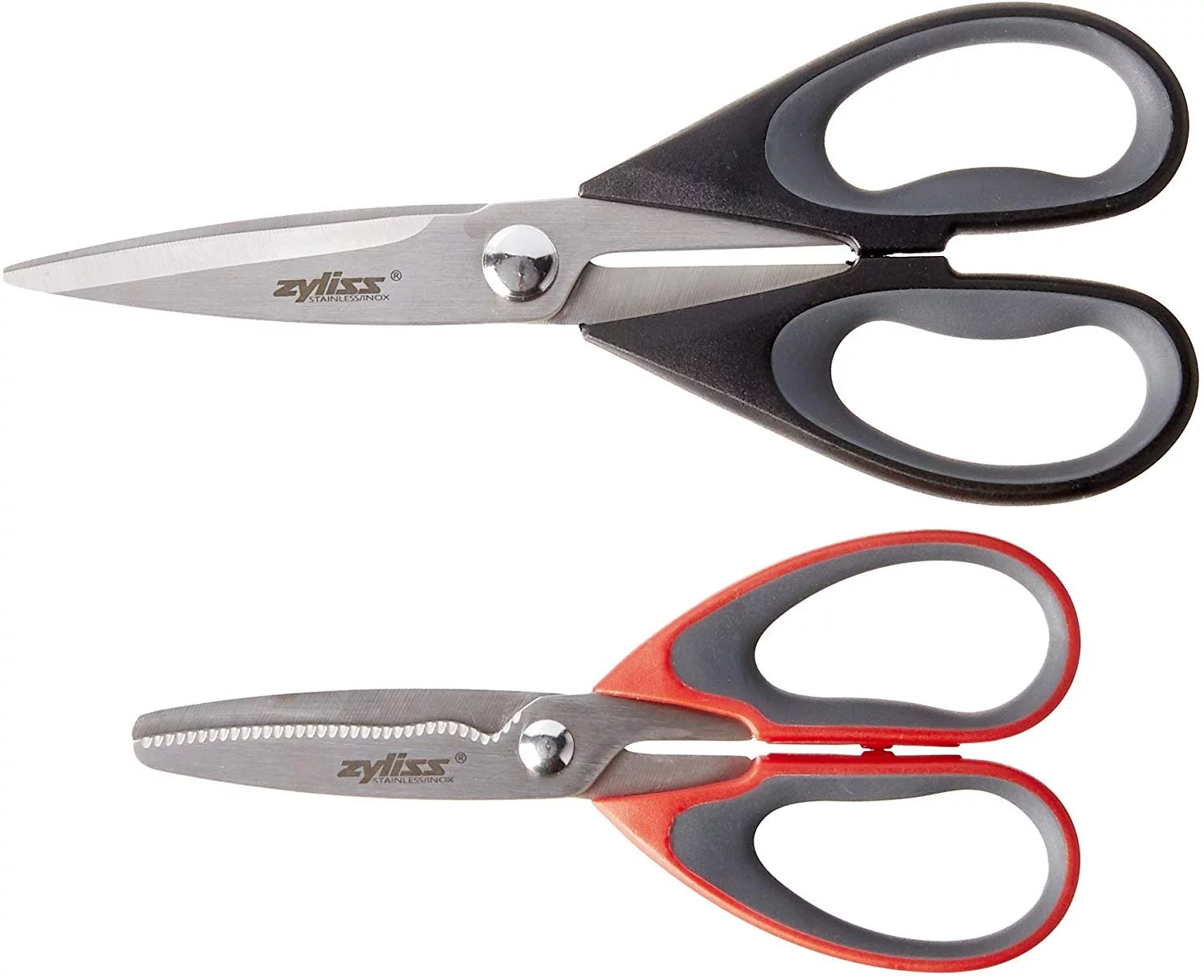 Zyliss 2-Piece Stainless Steel Multi-Purpose Scissors Shears Set, Red Black Silver