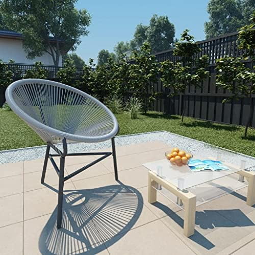 xrboomlife Gray  Chair - Poly Rattan Patio  - Water-Resistant Outdoor Chair with Powder-Coated Steel Frame for Garden and Patio