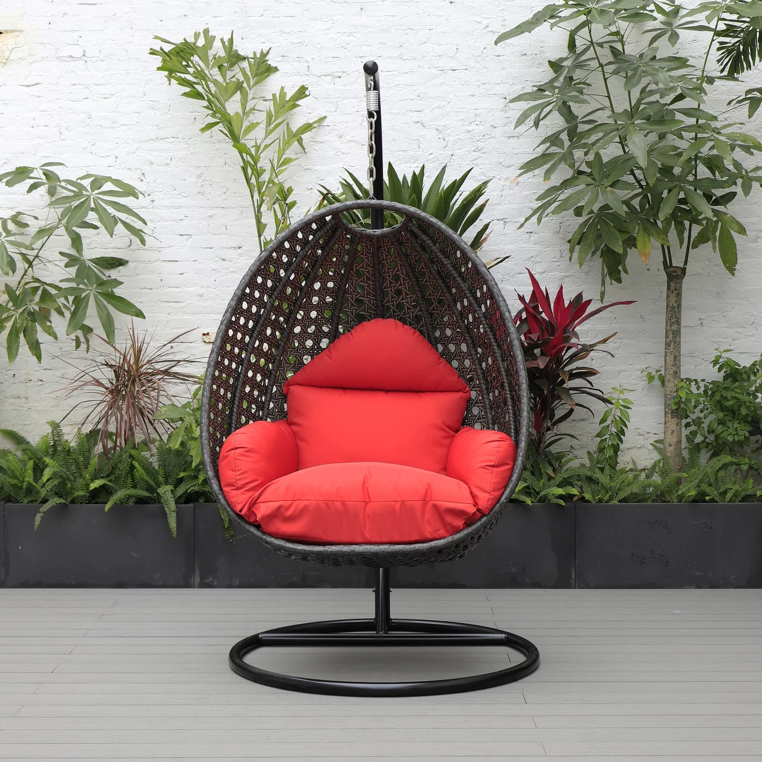 Maykoosh Rustic Refinement Charcoal Wicker Hanging Egg Swing Chair