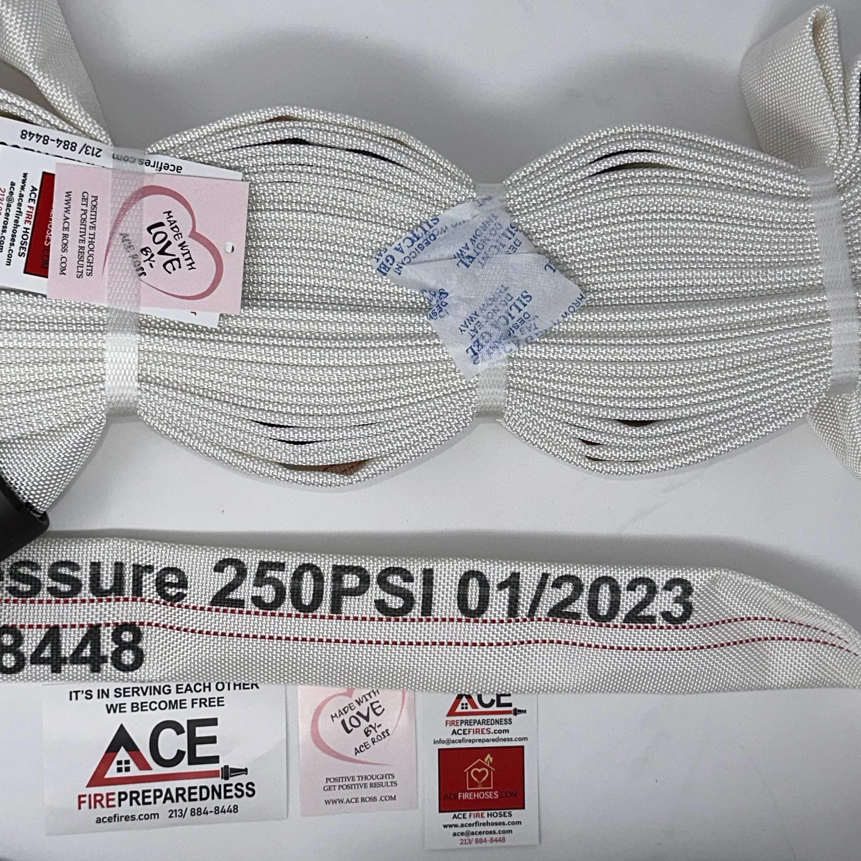 SALE - Fire Cabinet Hose 75' x 1.5 (4 pack), Folded, Pyro-lite Aluminum Couplings, TPU Lining (dated Jan 2023)FM Approved