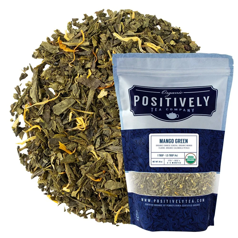 Positively Tea's Organic Mango Green Tea, Loose Leaf, 1 Pound Bag