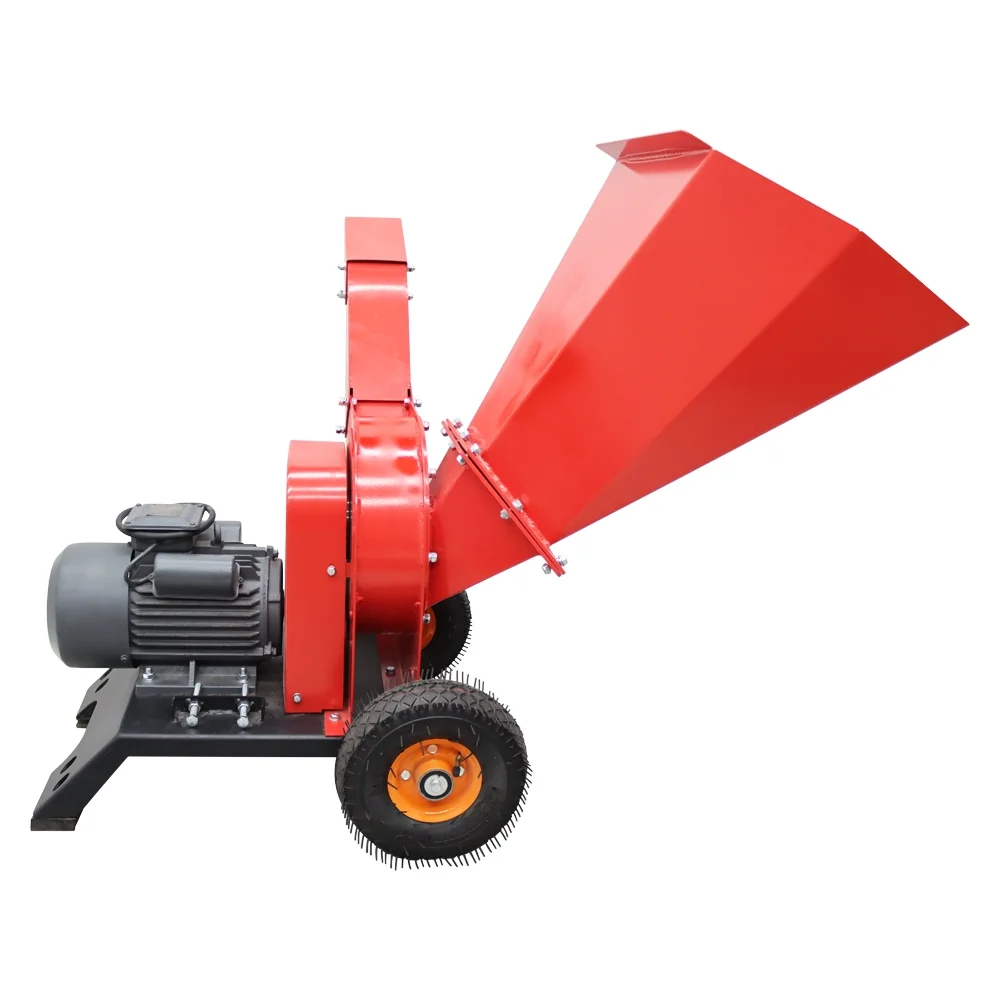 Techtongda 220V Hand Pushed Wood Crusher Branch Crusher Twig Shredder Straw Landscaping Shredder