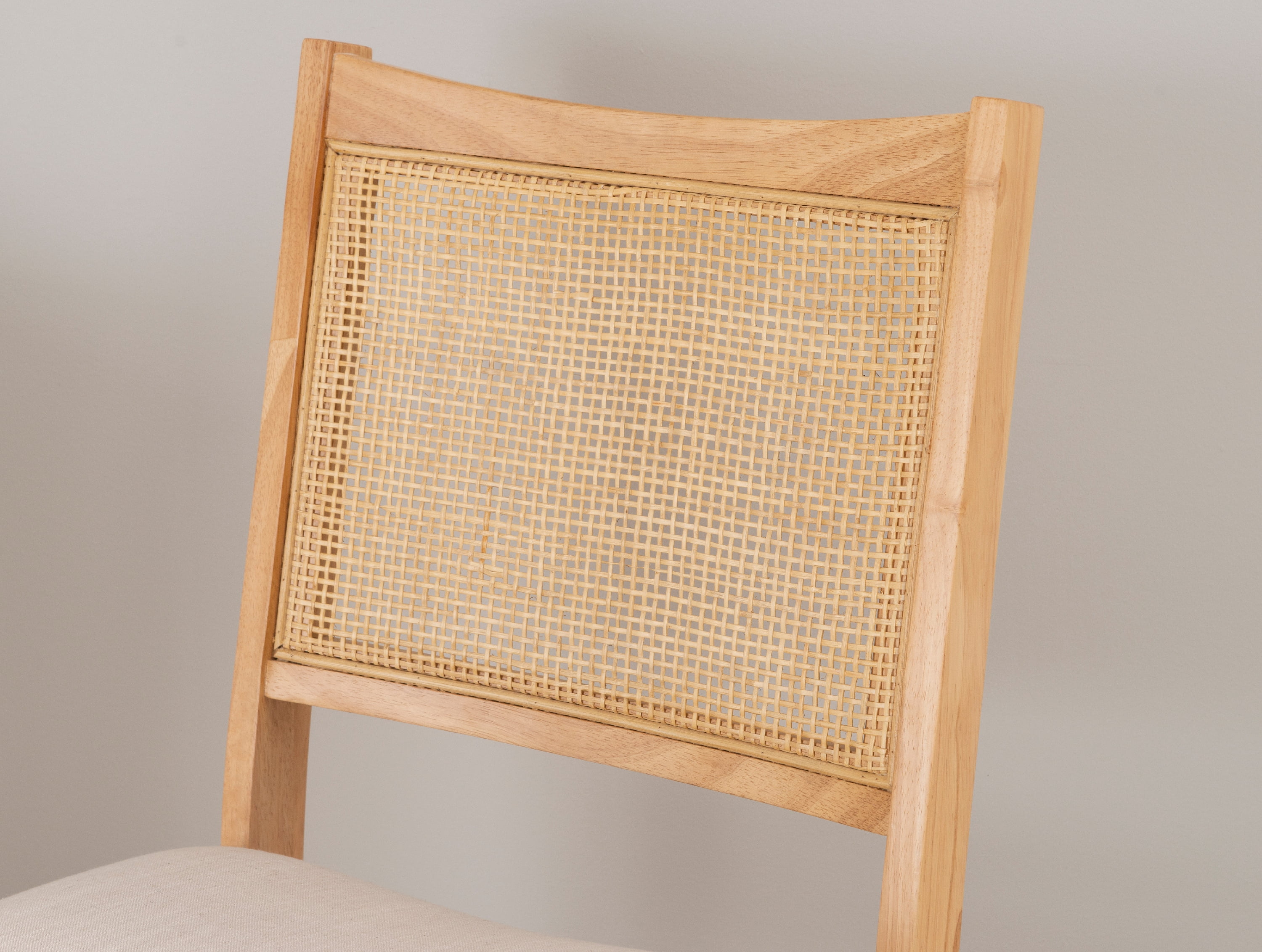 Riviera Rattan Back Folding Chair with Upholstered Seat, Natural