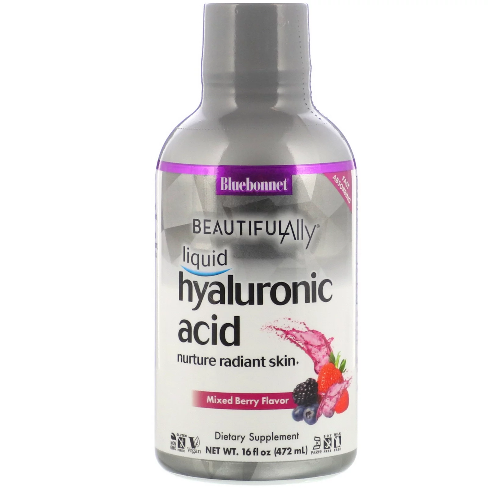 Bluebonnet Nutrition Beautiful Ally, Liquid Hyaluronic Acid, Mixed Berry , 16 fl oz (472 ml)