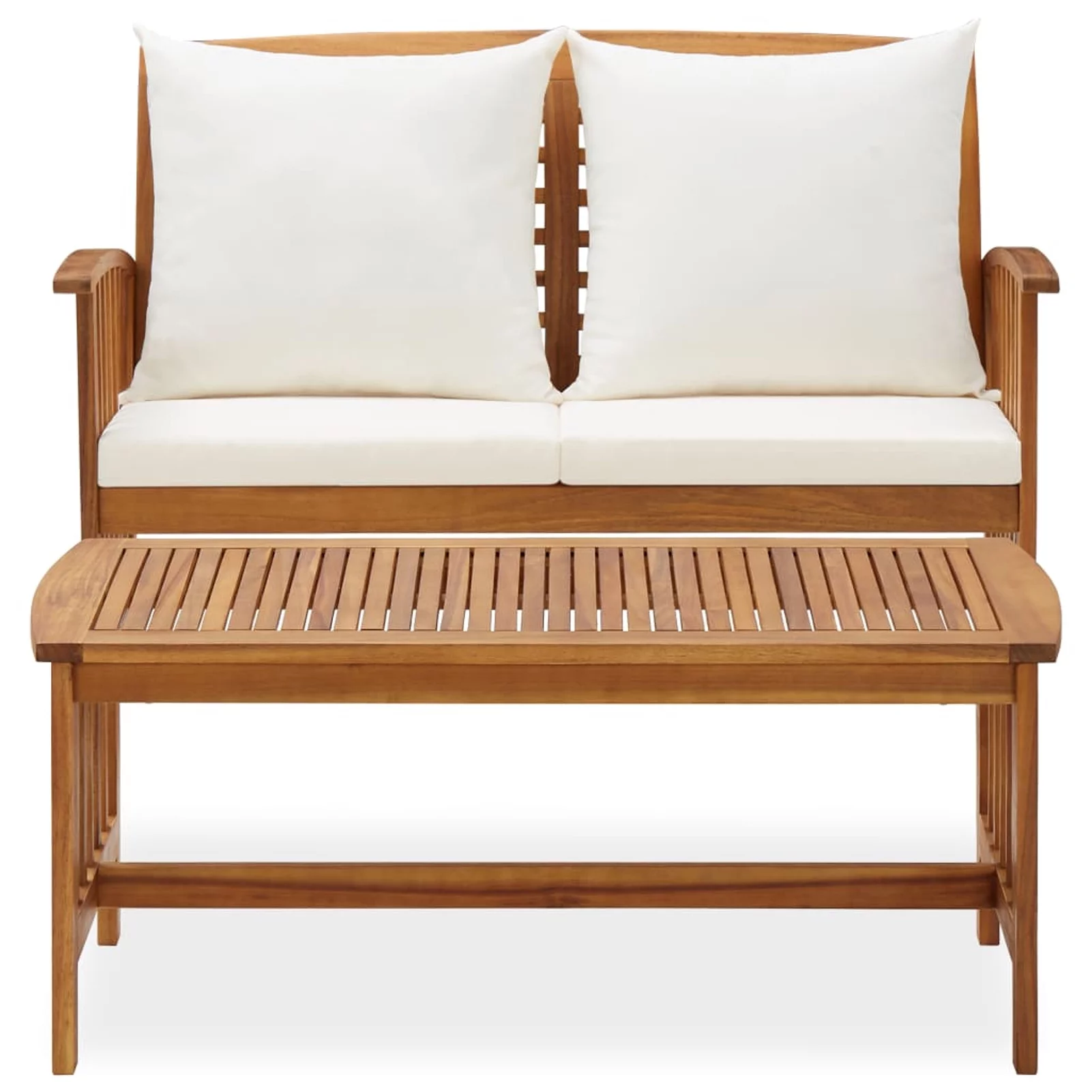 Andoer 2 Piece Garden Set with Cushions Solid Acacia Wood