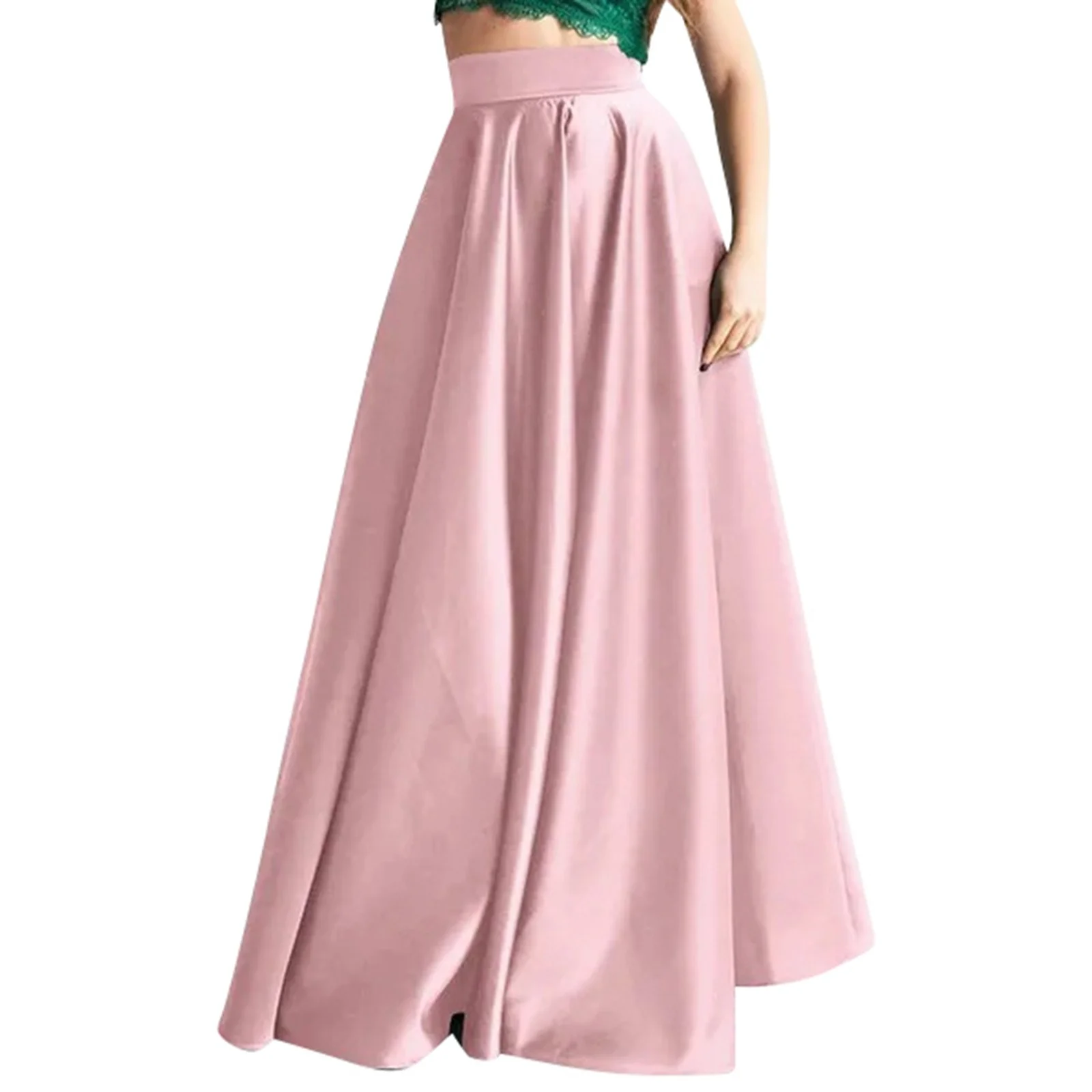 Winter Skater Skirt Women'S High Waisted Evening Satin Casual Loose A Line Extra Long Skirt Skirt Sets Women 2 Piece Outfits Sexy