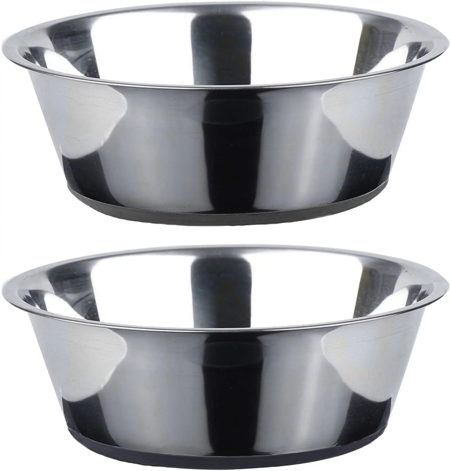 PEGGY11 Deep Stainless Steel Dog Bowl, Set of 2, Silicone Base, Rust Resistant, Food Grade, BPA Free, No Noise Pet Bowl for Dogs, Each Holds 16 Cups