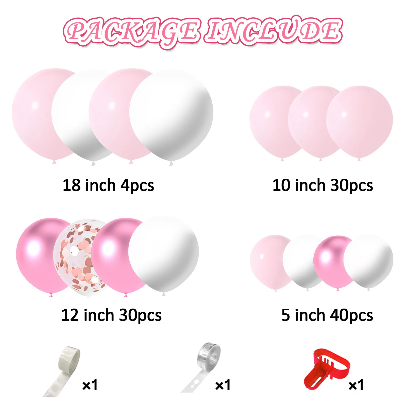 Pastel Pink Balloons Arch Garland Kit 104 PCS Pink White Metallic Pink Rose Gold Confetti Latex Balloons for Baby Girl Shower Decorations Birthday Wedding Anniversary Bachelorette Party Decorations