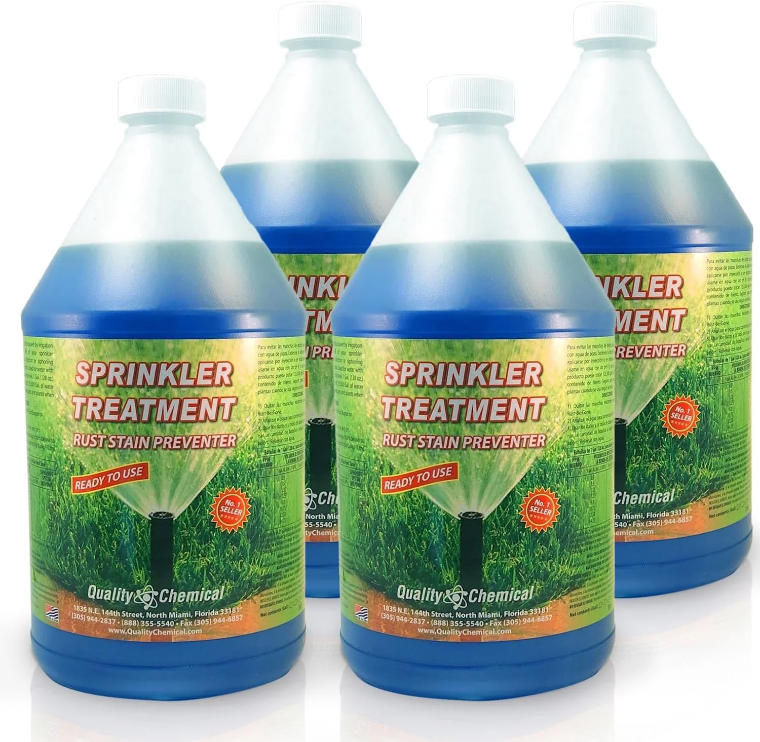 Quality Chemical Sprinkler Treatment Rust Stain Remover/rust aid outdoor rust remover/Rust Outdoor Rust Remover/remove rust from concrete/Rust Stain/Outdoor Rust Stain Remover - 128 oz (Pack of 4)