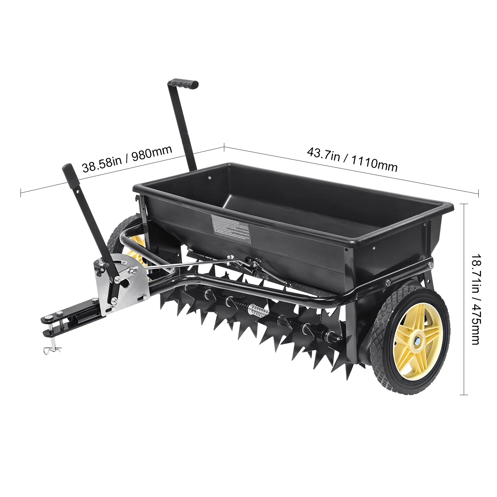 SKYSHALO 100 LB Broadcast Spreader Tow Behind Poly Drop Spreader Fertilizer Seeder