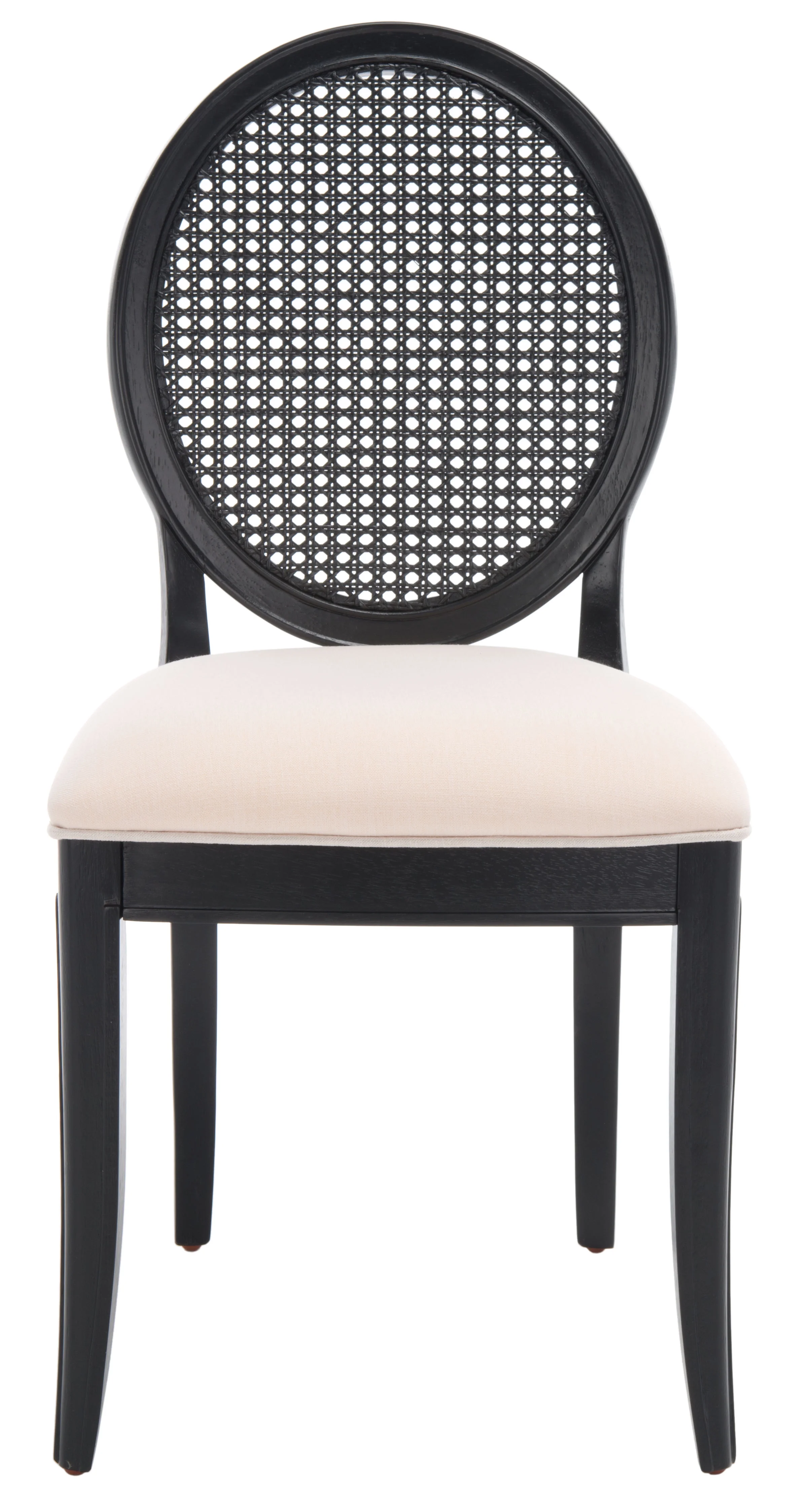 SAFAVIEH Couture Karlee Classic Linen Solid Dining Side Chair, Black/Beige (Set of 2)