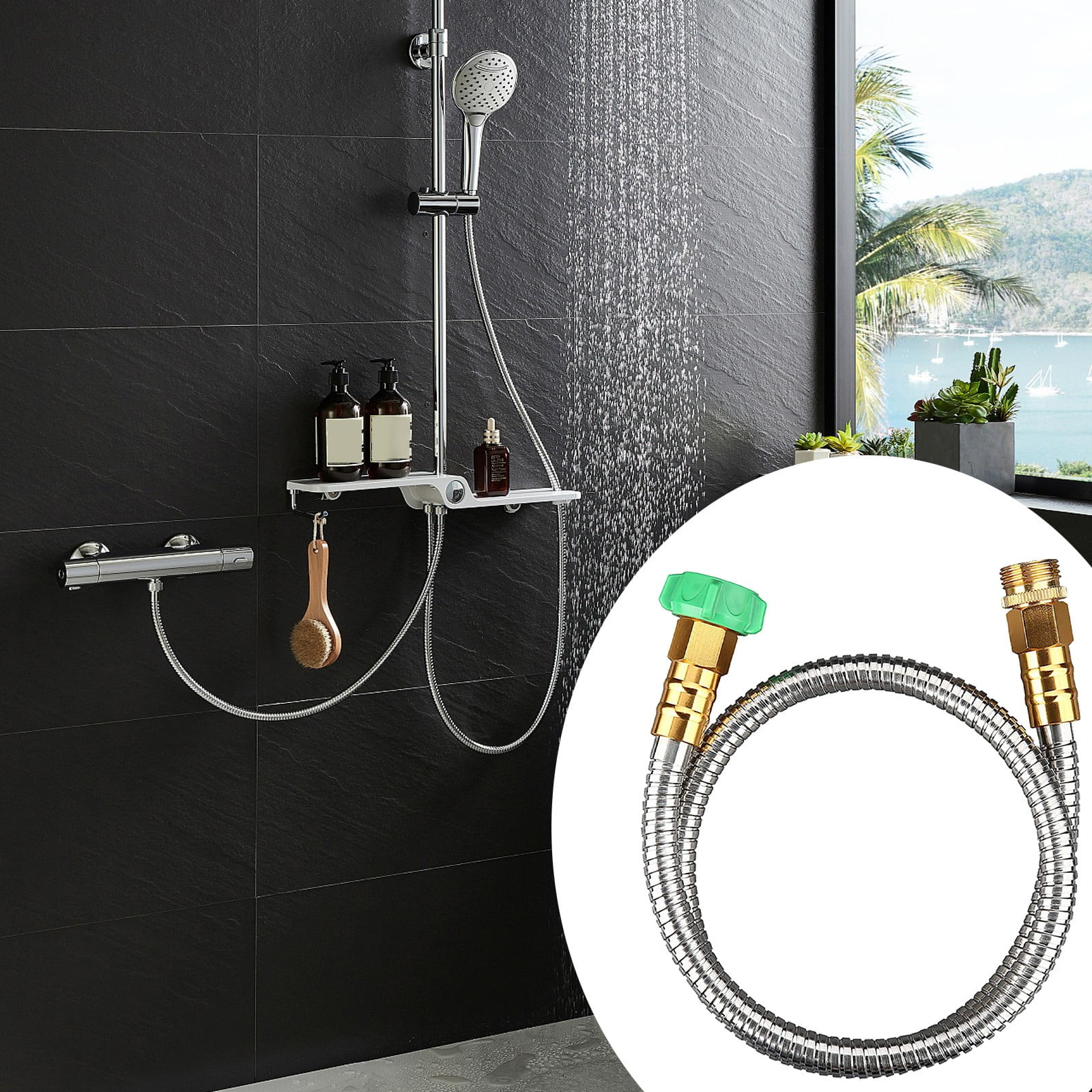 Bnnlsa Fogging Pipes Hose Water Garden Extension Flexible Stainless 3Ft Short Extender Tube Sink Duty Heavy Outdoor Line