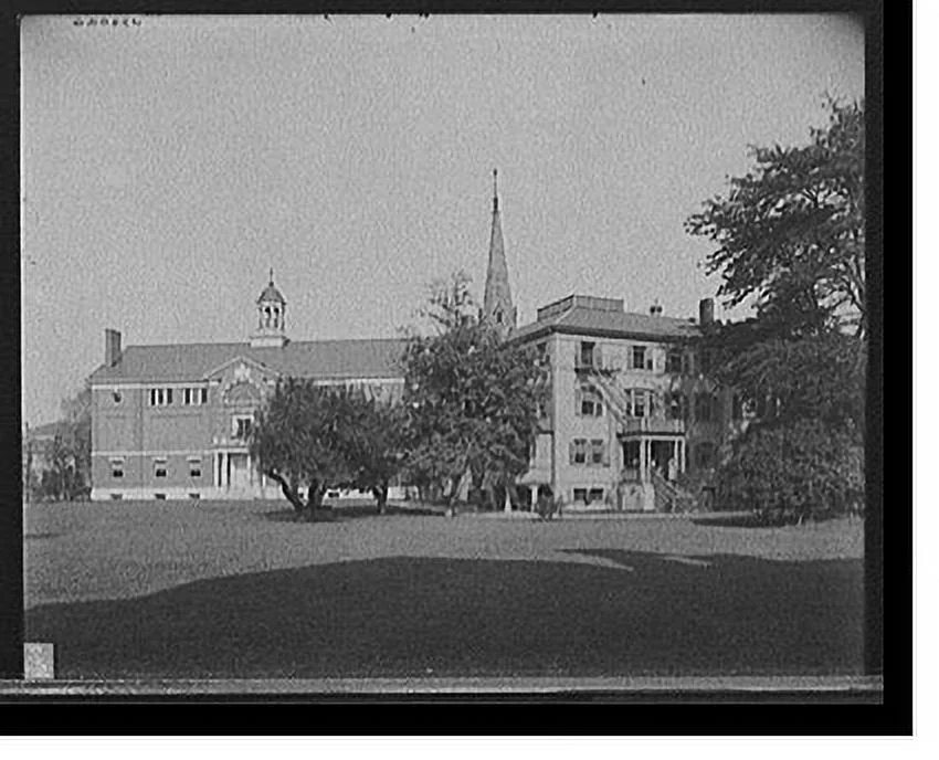 Historic Framed Print, [Radcliffe College, gymnasium & Fay House, Cambridge, Mass.], 17-7/8